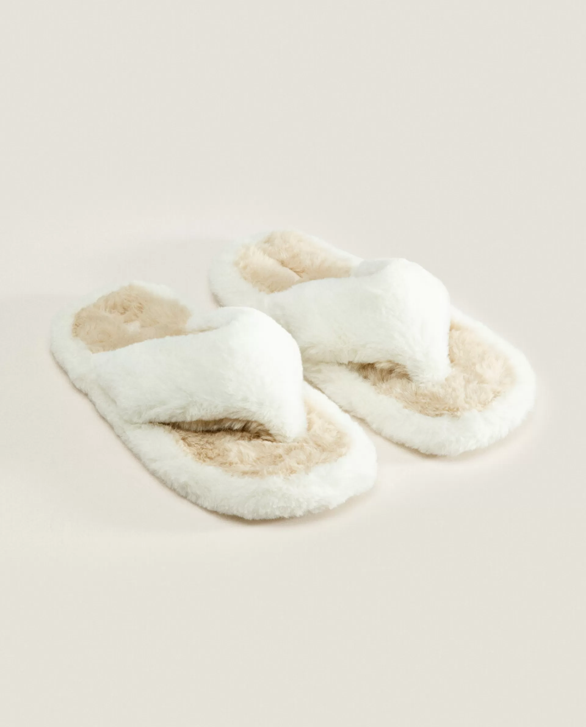 ZARA Home Contrast Faux Fur Open Slippers 1-202 Store