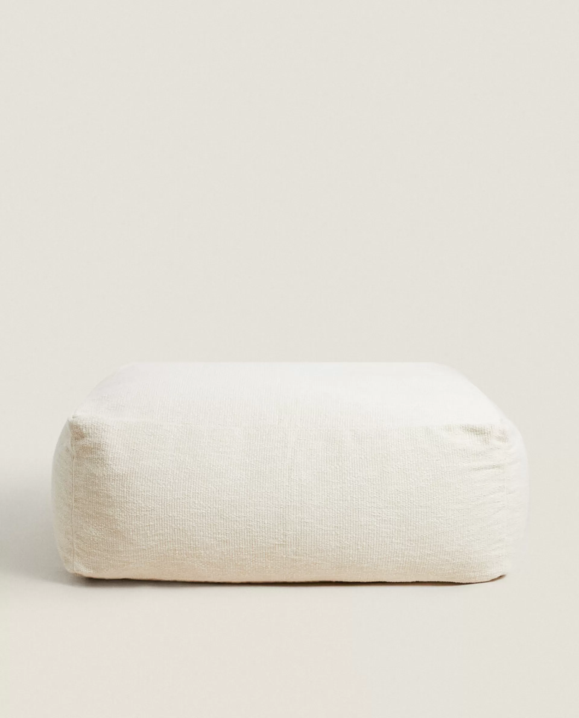 ZARA Home Cotton Boucle Pouf Cream Fashion