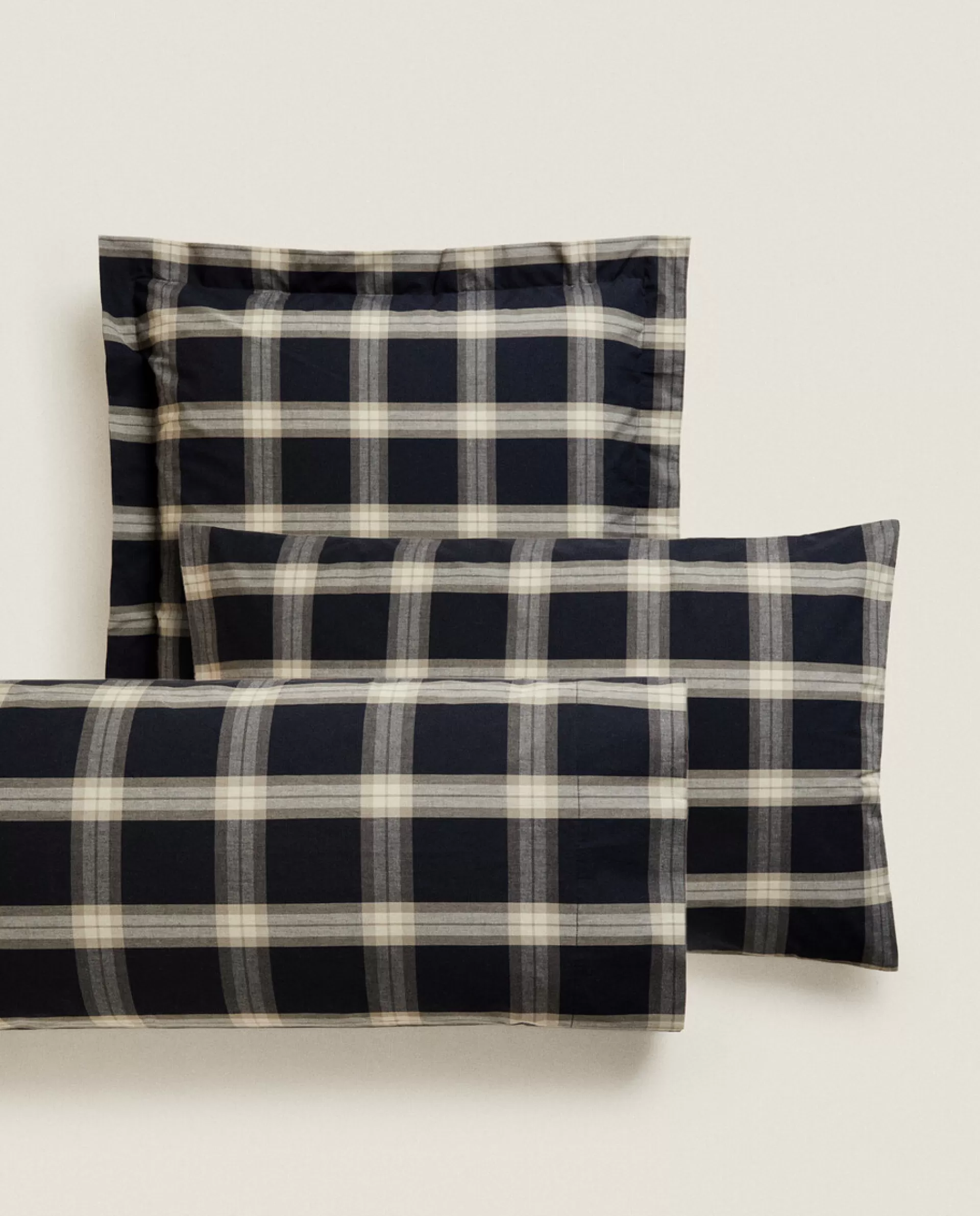 ZARA Home Cotton Check Pillowcase Black Best Sale