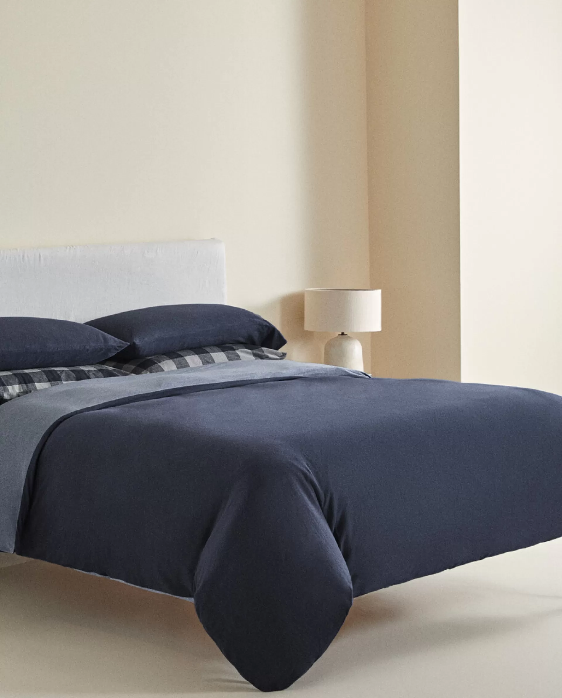 ZARA Home Cotton Jersey Adjustable Fitted Sheet Blue Outlet