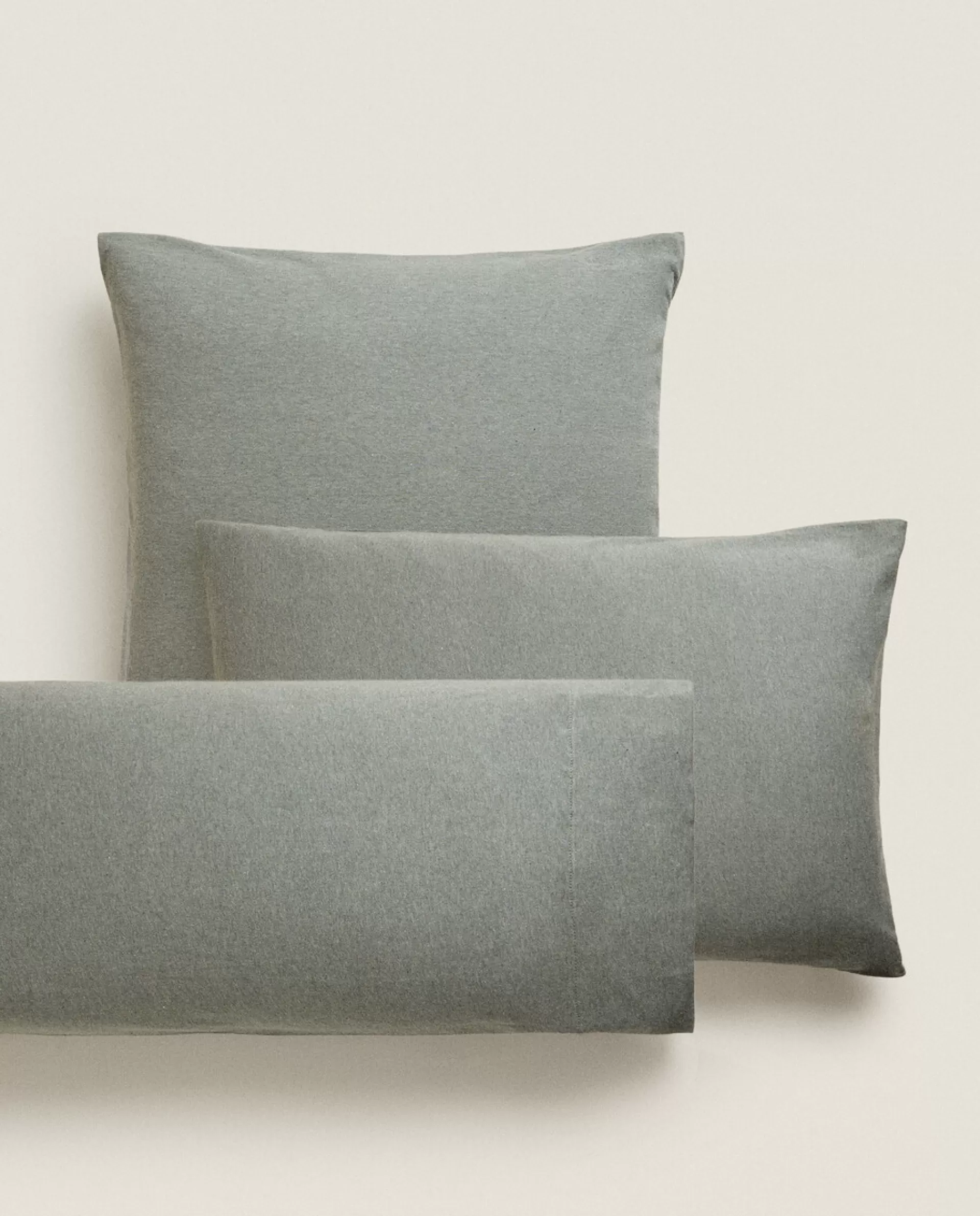 ZARA Home Cotton Jersey Pillowcase Green Discount