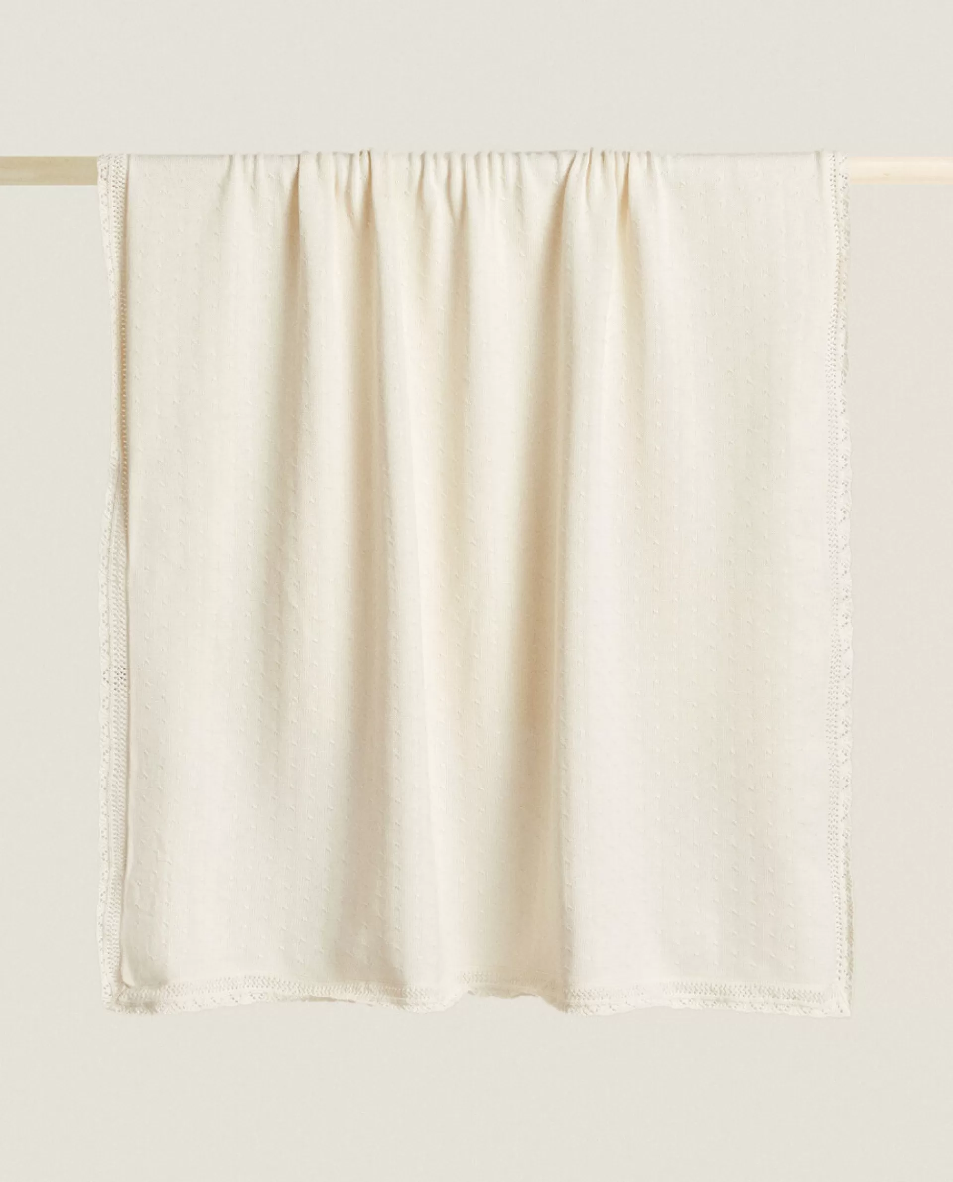 ZARA Home Cotton Knit Blanket Vanilla Best Sale