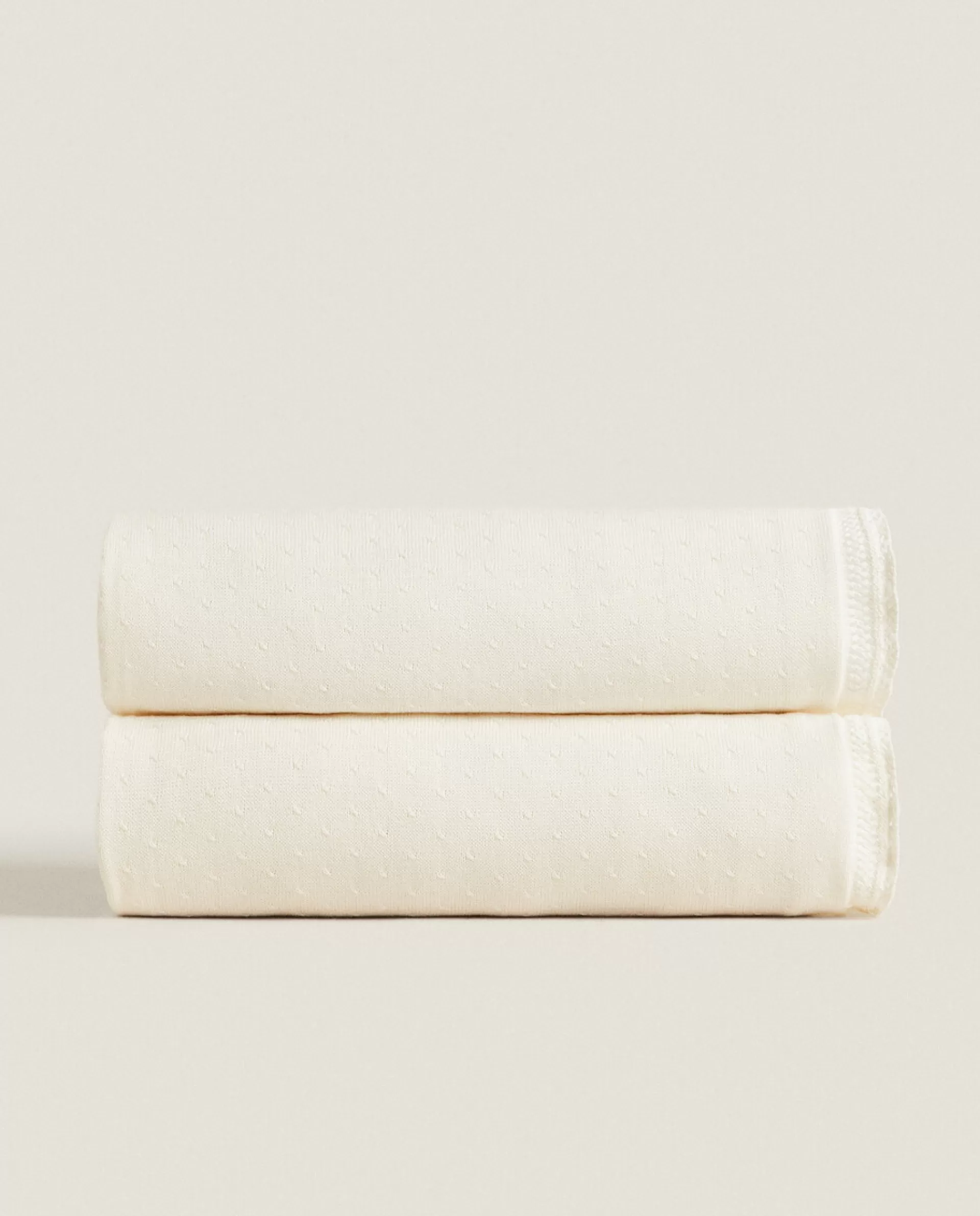 ZARA Home Cotton Knit Blanket Vanilla Best Sale