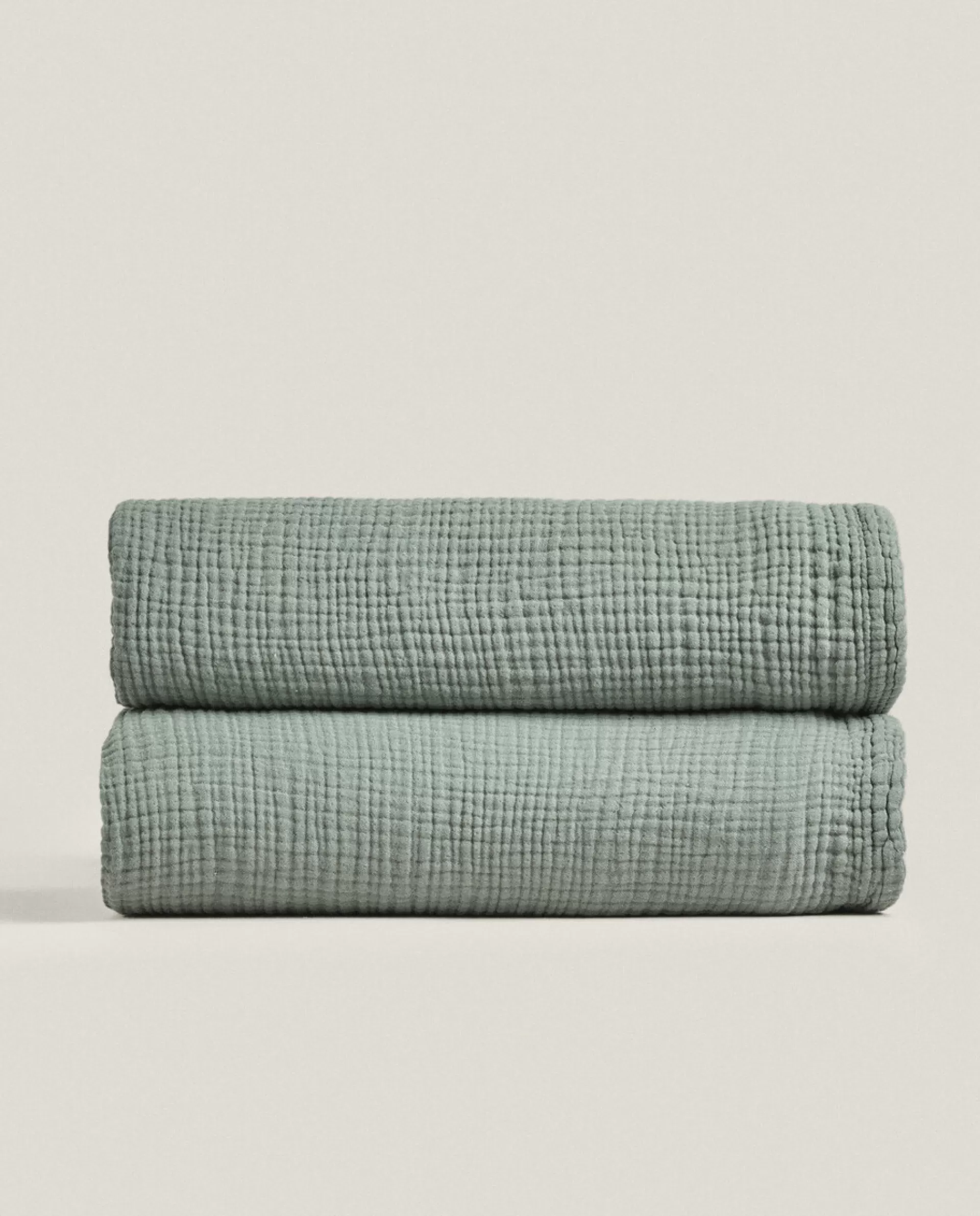 ZARA Home Cotton Muslin Blanket Green Best Sale