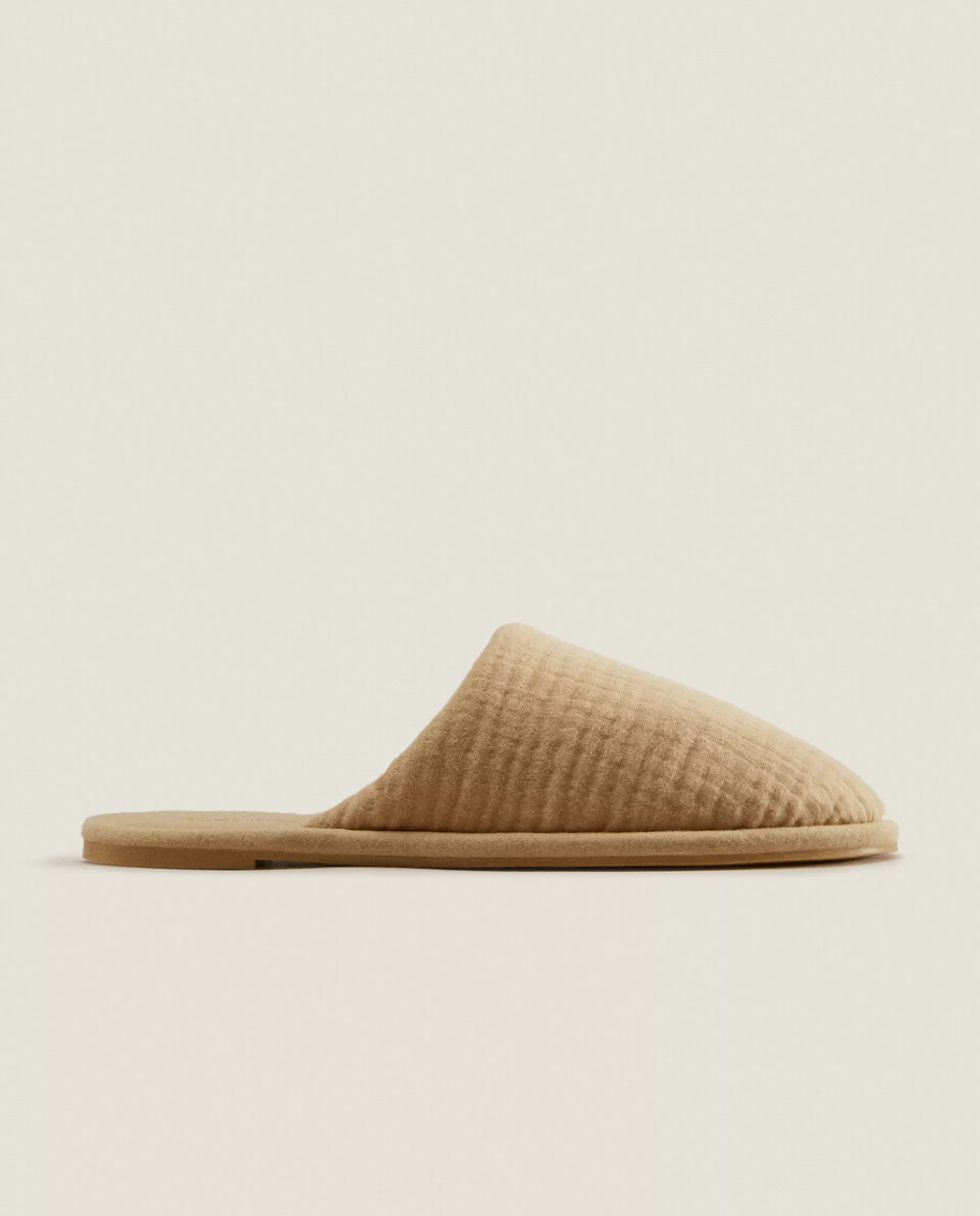 ZARA Home Cotton Muslin Slippers Ecru Outlet
