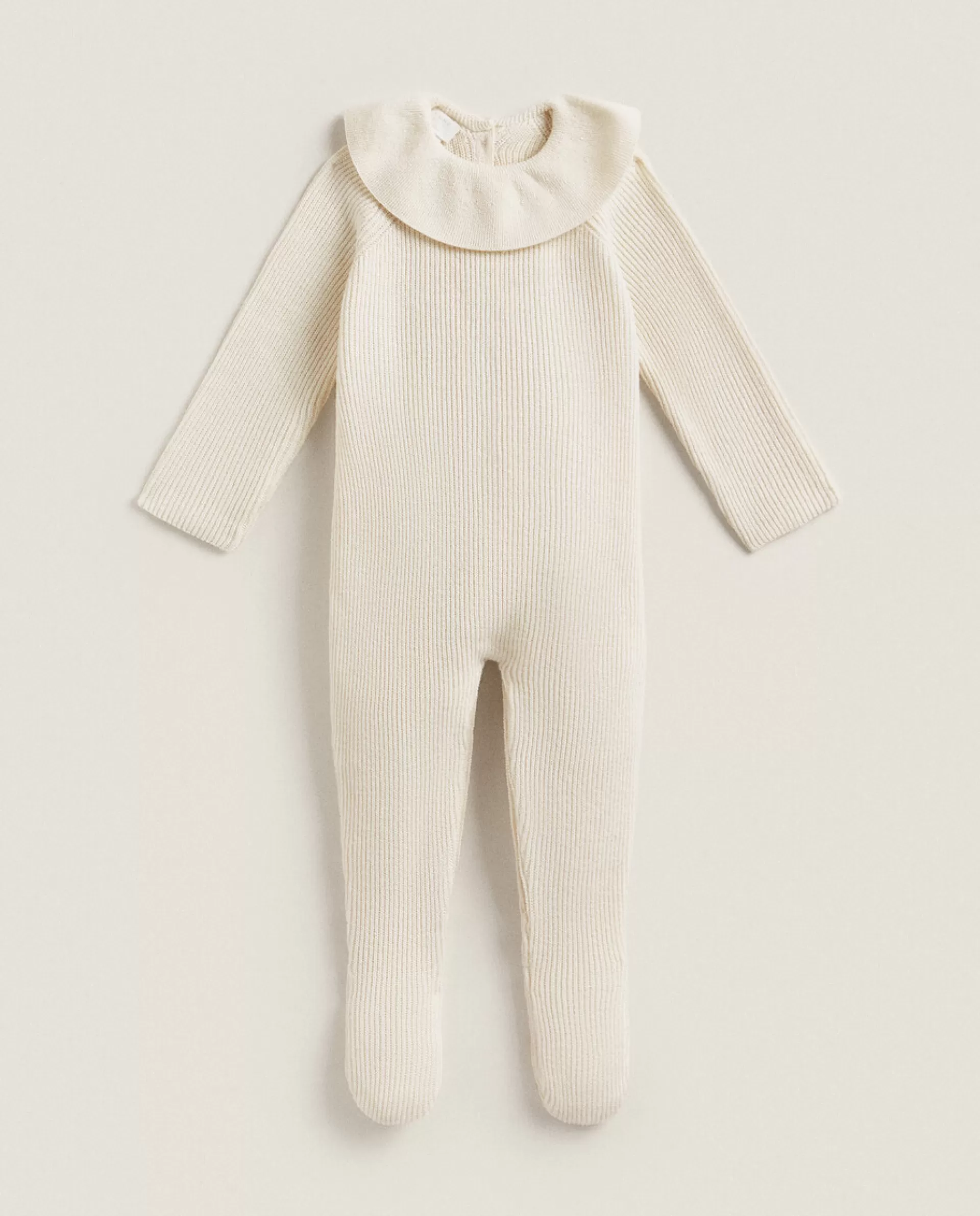 ZARA Home Cotton Romper With Silk And Collar Oyster White Cheap