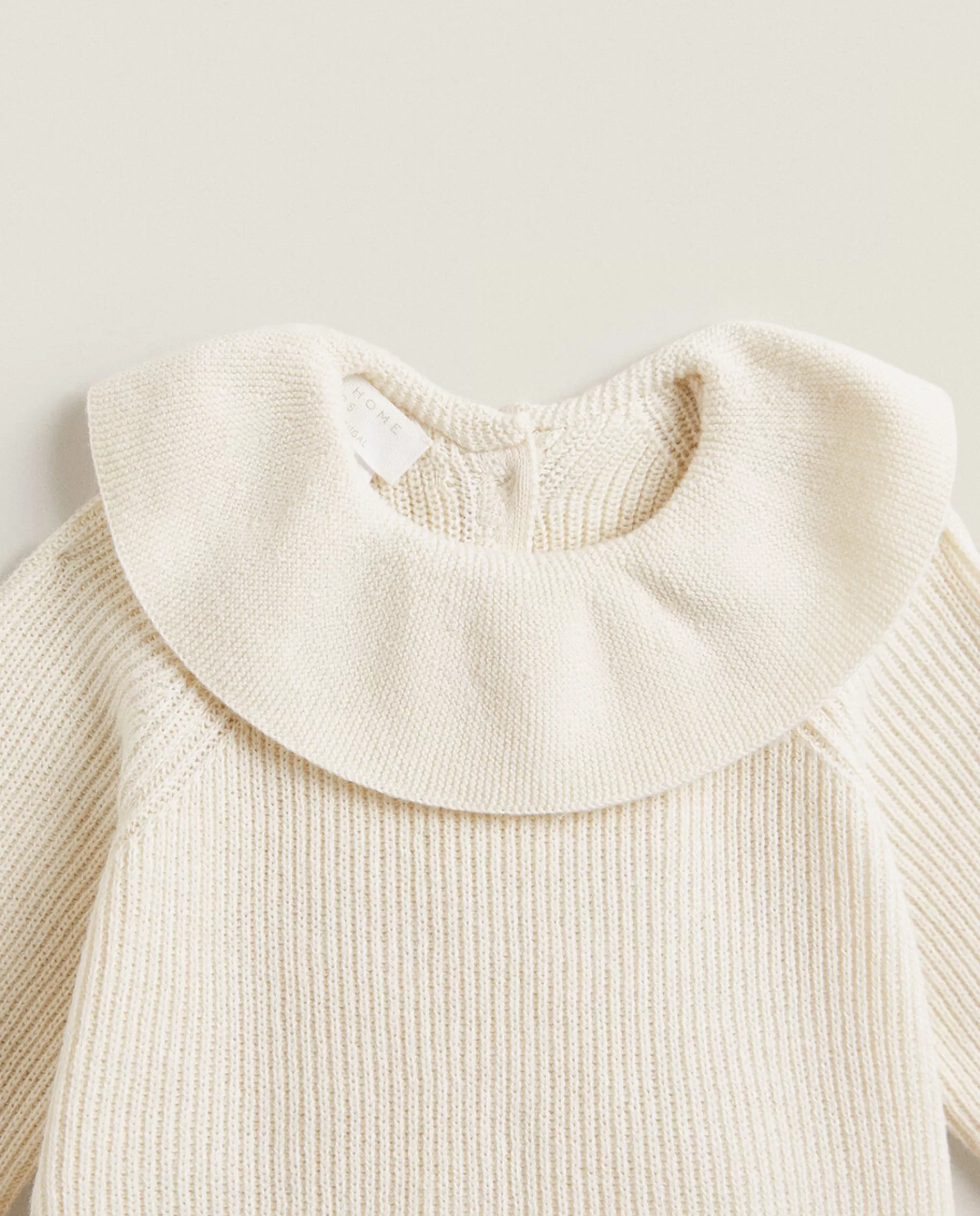 ZARA Home Cotton Romper With Silk And Collar Oyster White Cheap