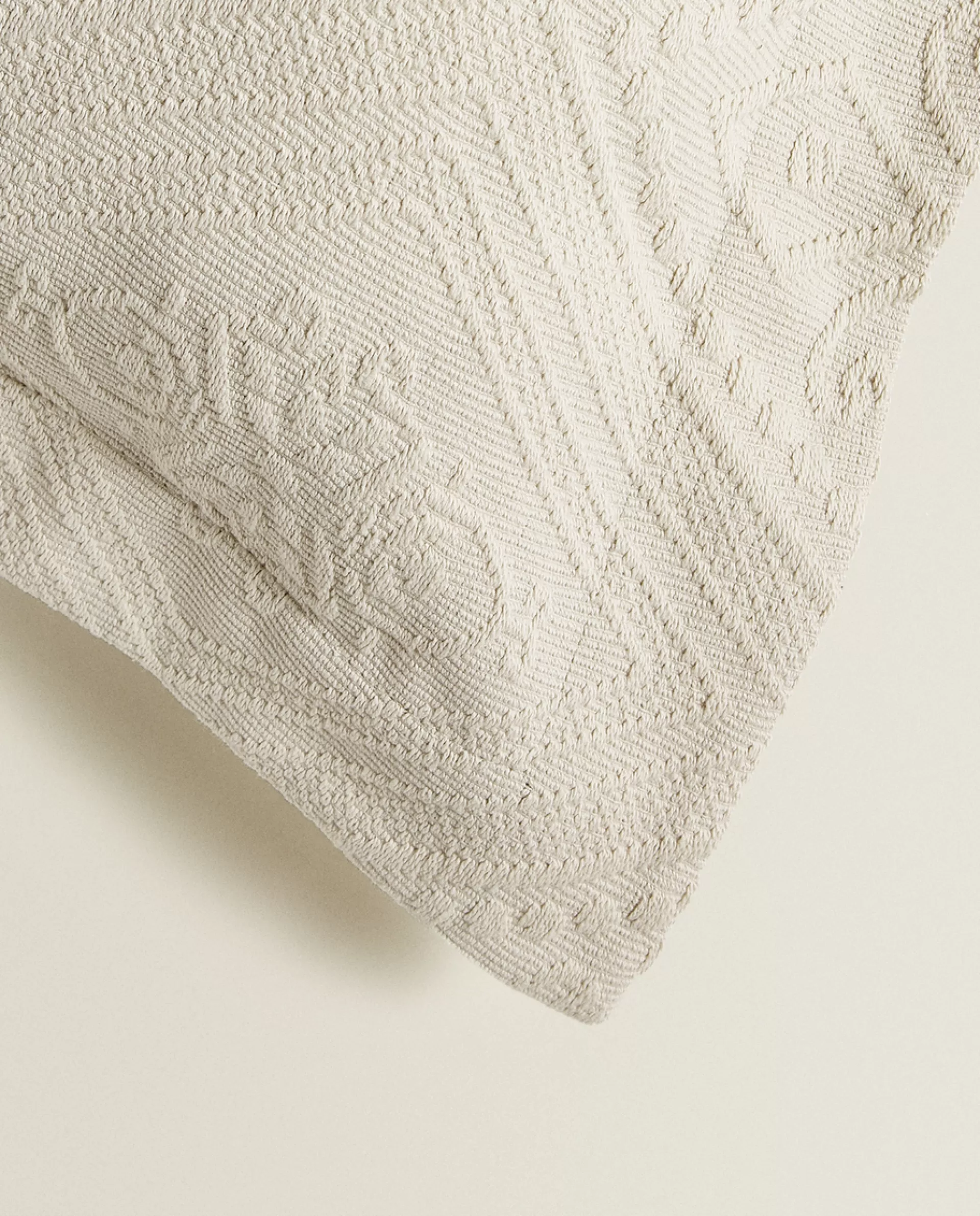 ZARA Home Cotton Throw Pillow Cover With Geometric Design Beige Cheap