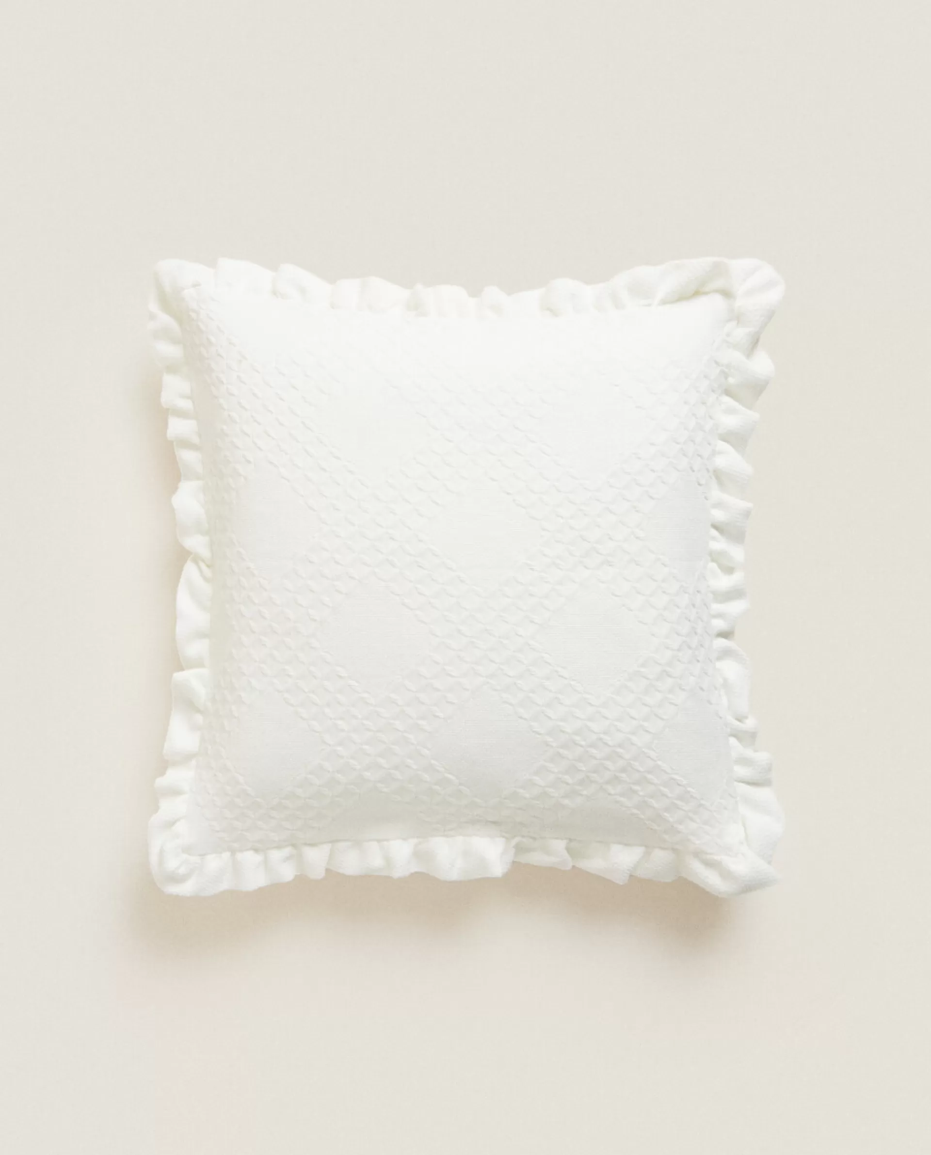 ZARA Home Diamond Throw Pillow Cover Oyster White Outlet