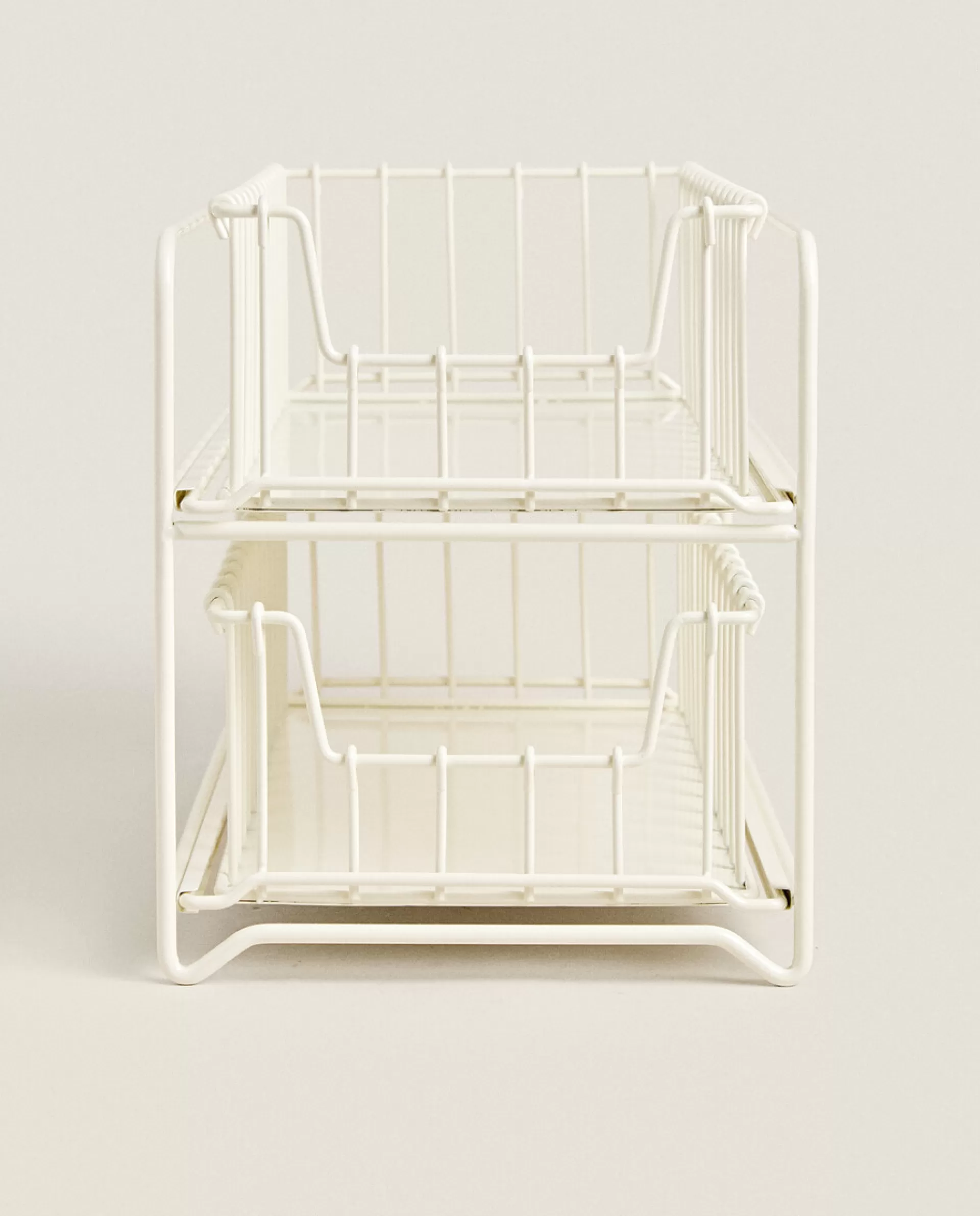 ZARA Home Double Storage Basket Cream Flash Sale