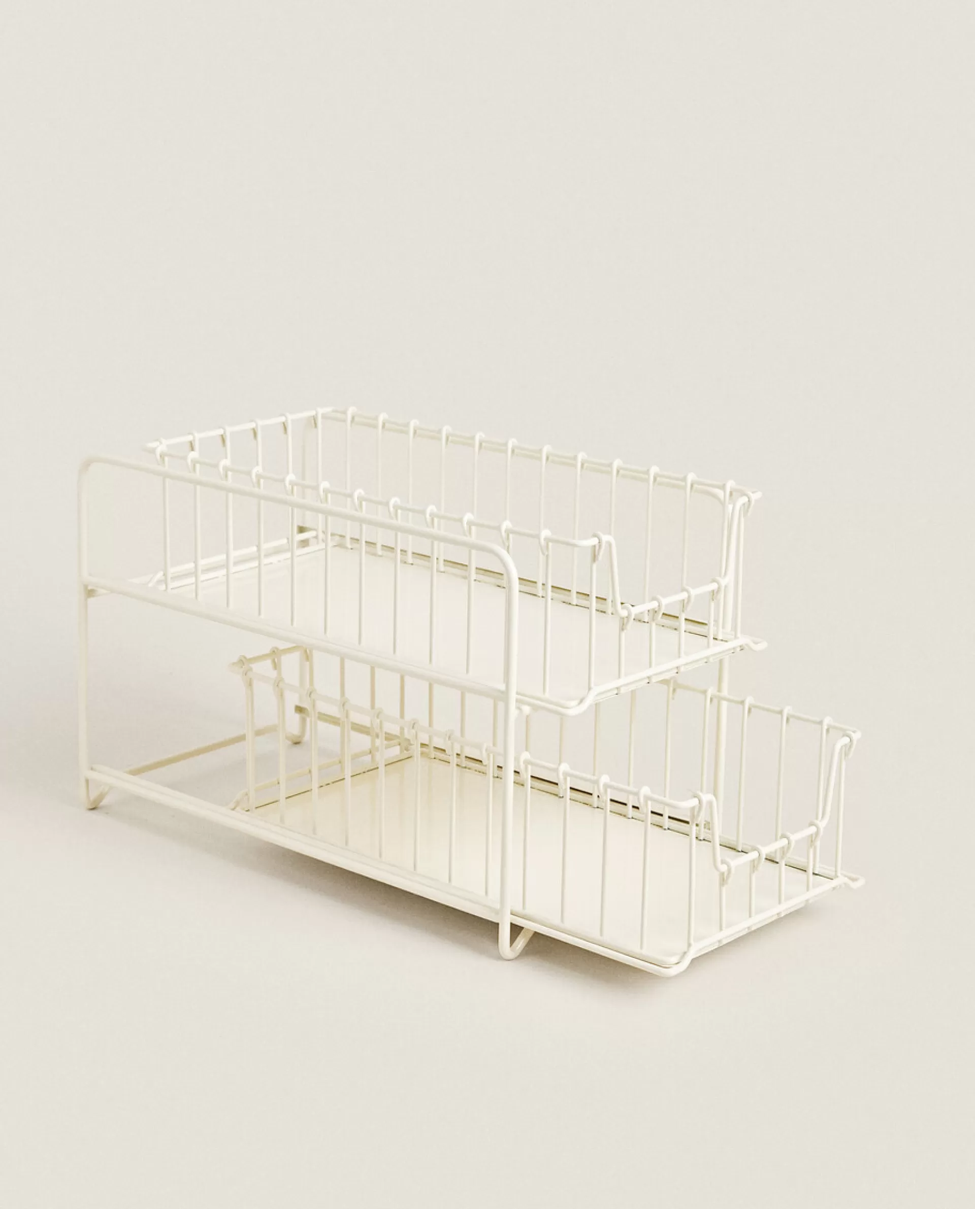 ZARA Home Double Storage Basket Cream Flash Sale