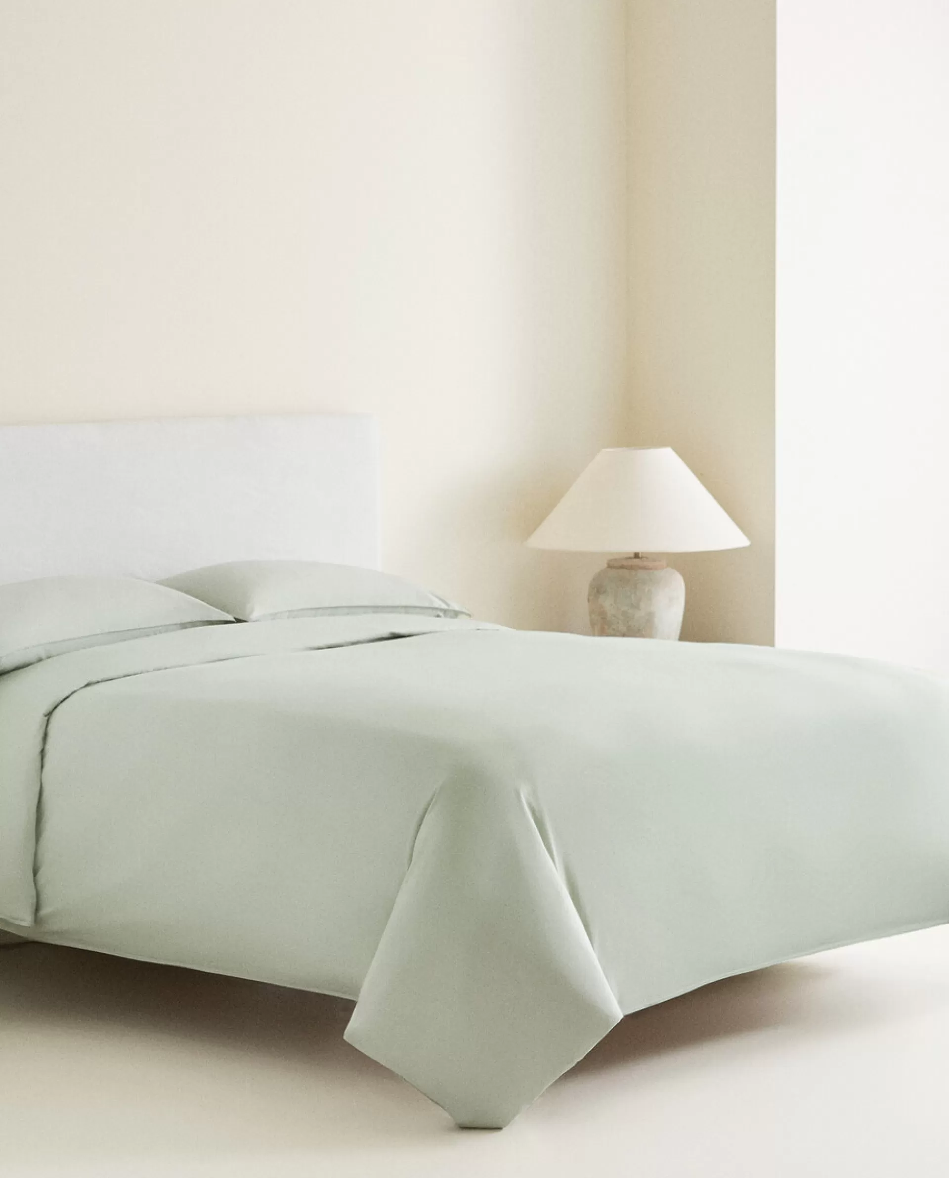 ZARA Home Double Topstitched Duvet Cover Green New
