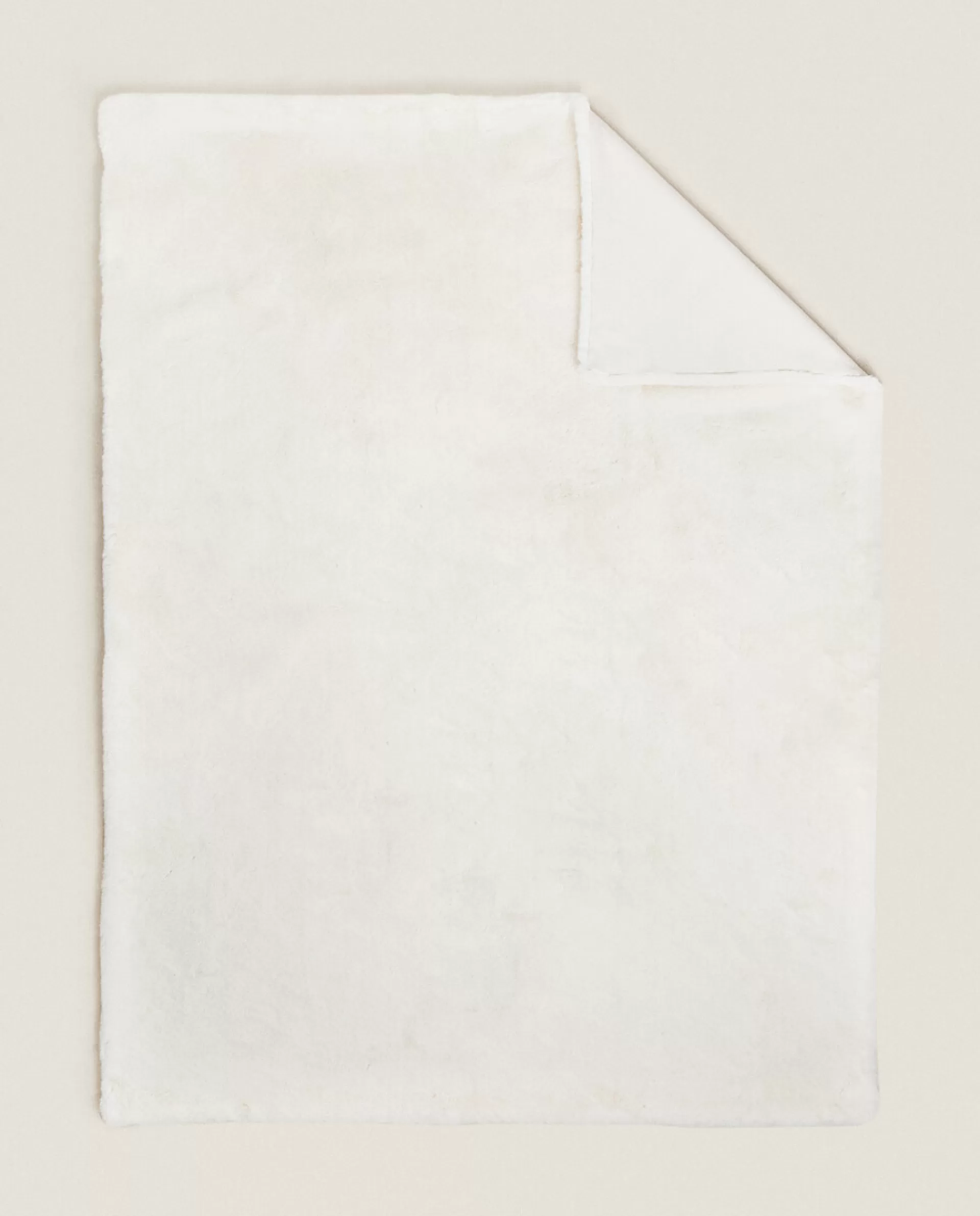 ZARA Home Double-Textured Faux Fur Blanket Oyster White Clearance