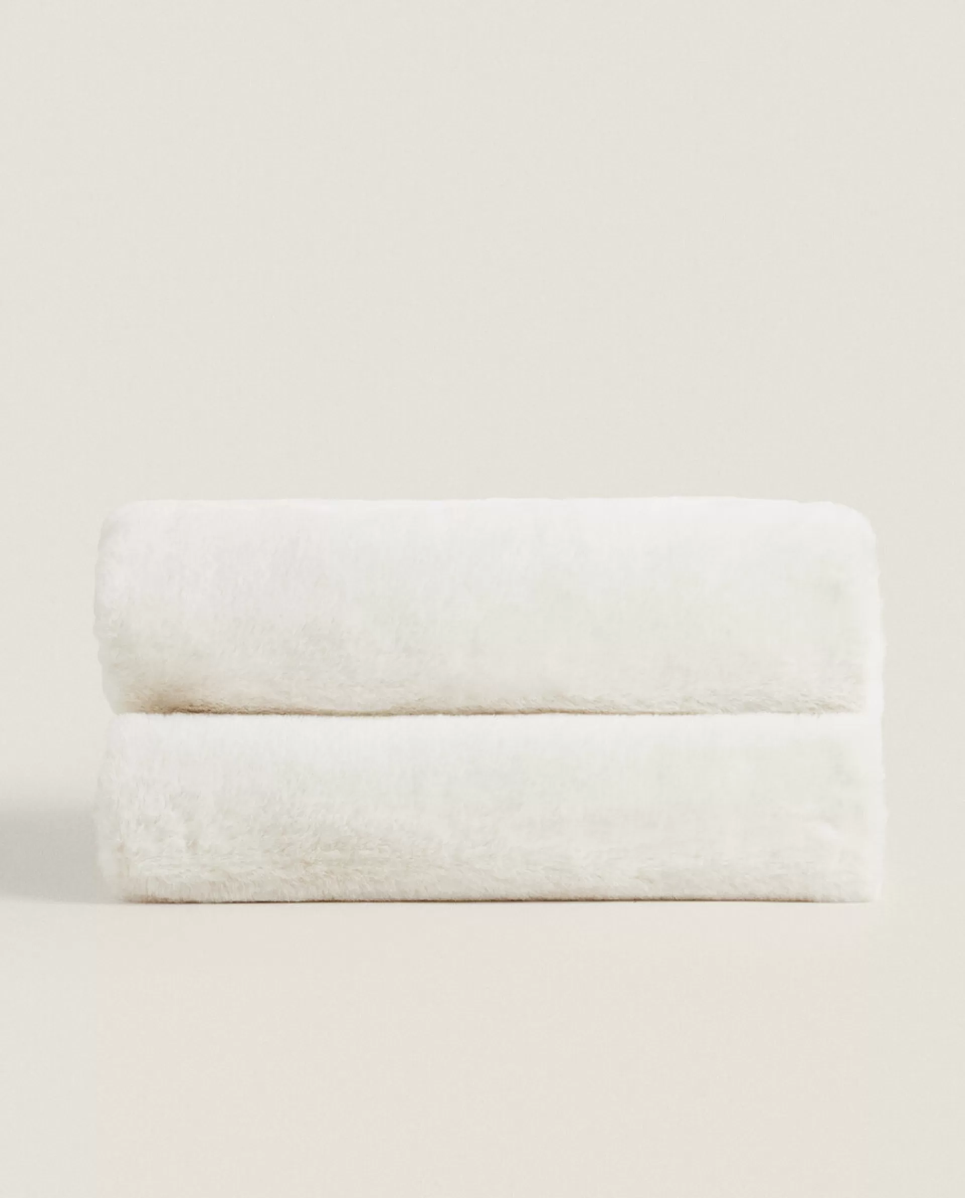 ZARA Home Double-Textured Faux Fur Blanket Oyster White Clearance