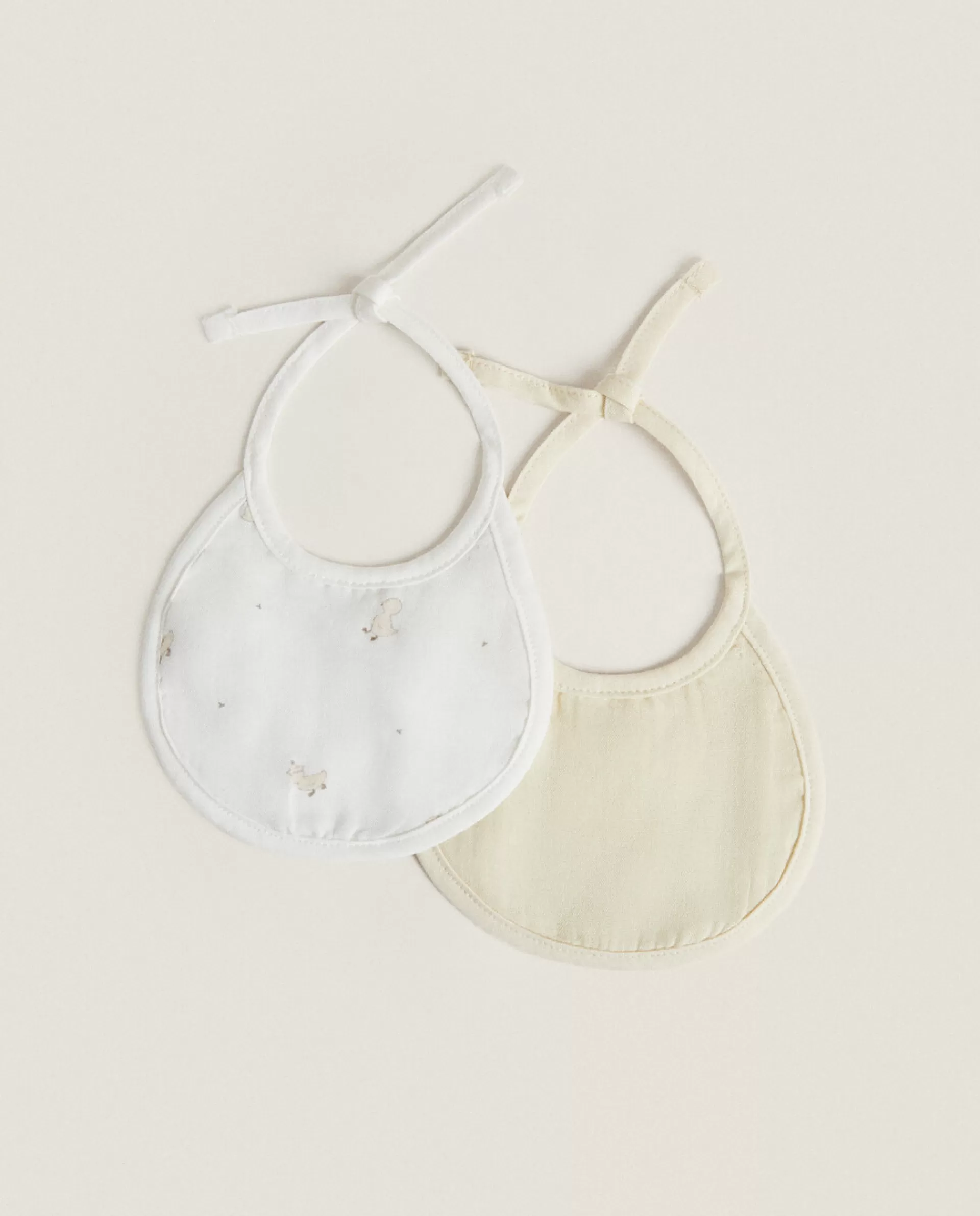 ZARA Home Duck Muslin Bibs (Set Of 2) Oyster White Sale