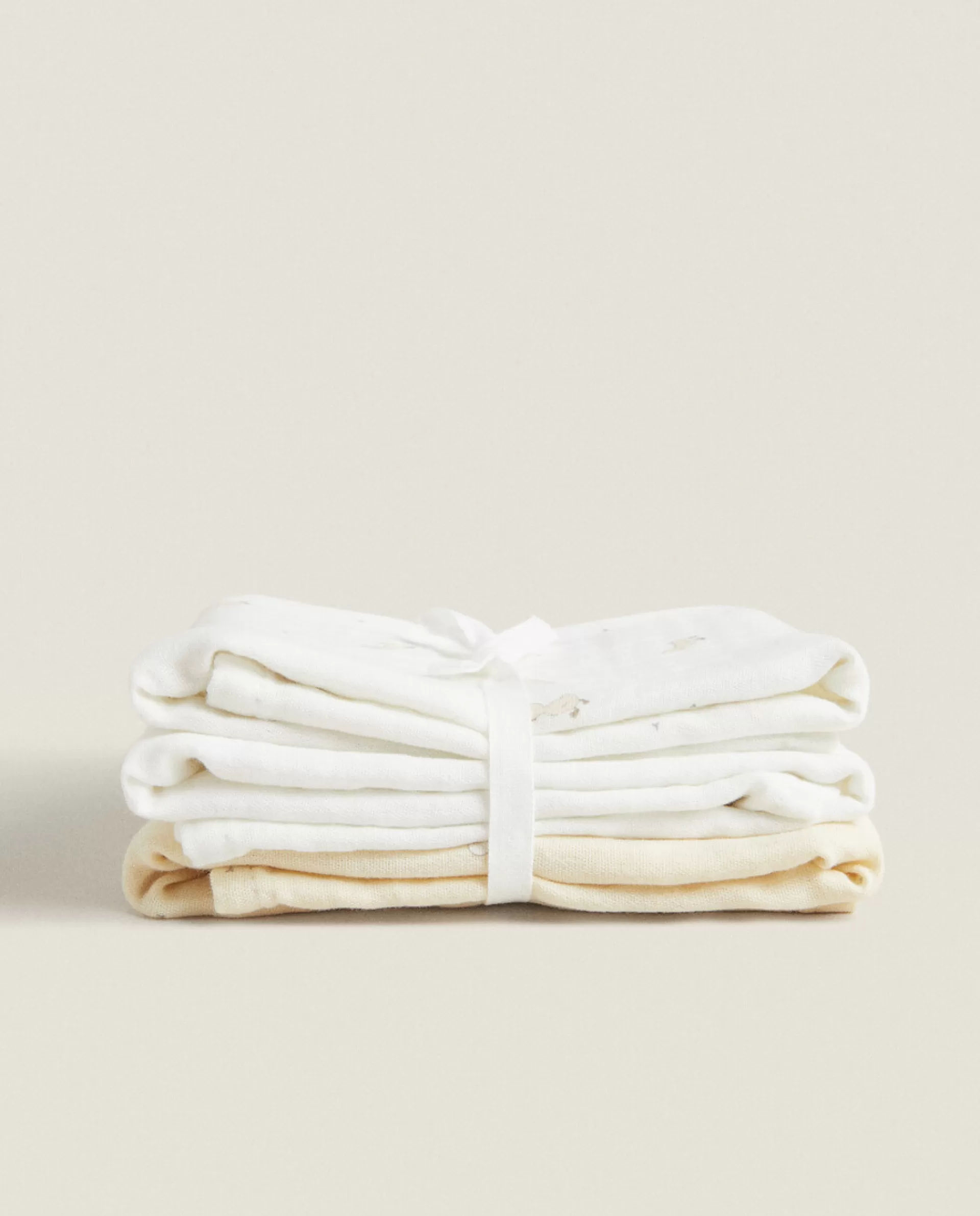 ZARA Home Duck Muslin Cloth (Pack Of 3) Oyster White Fashion