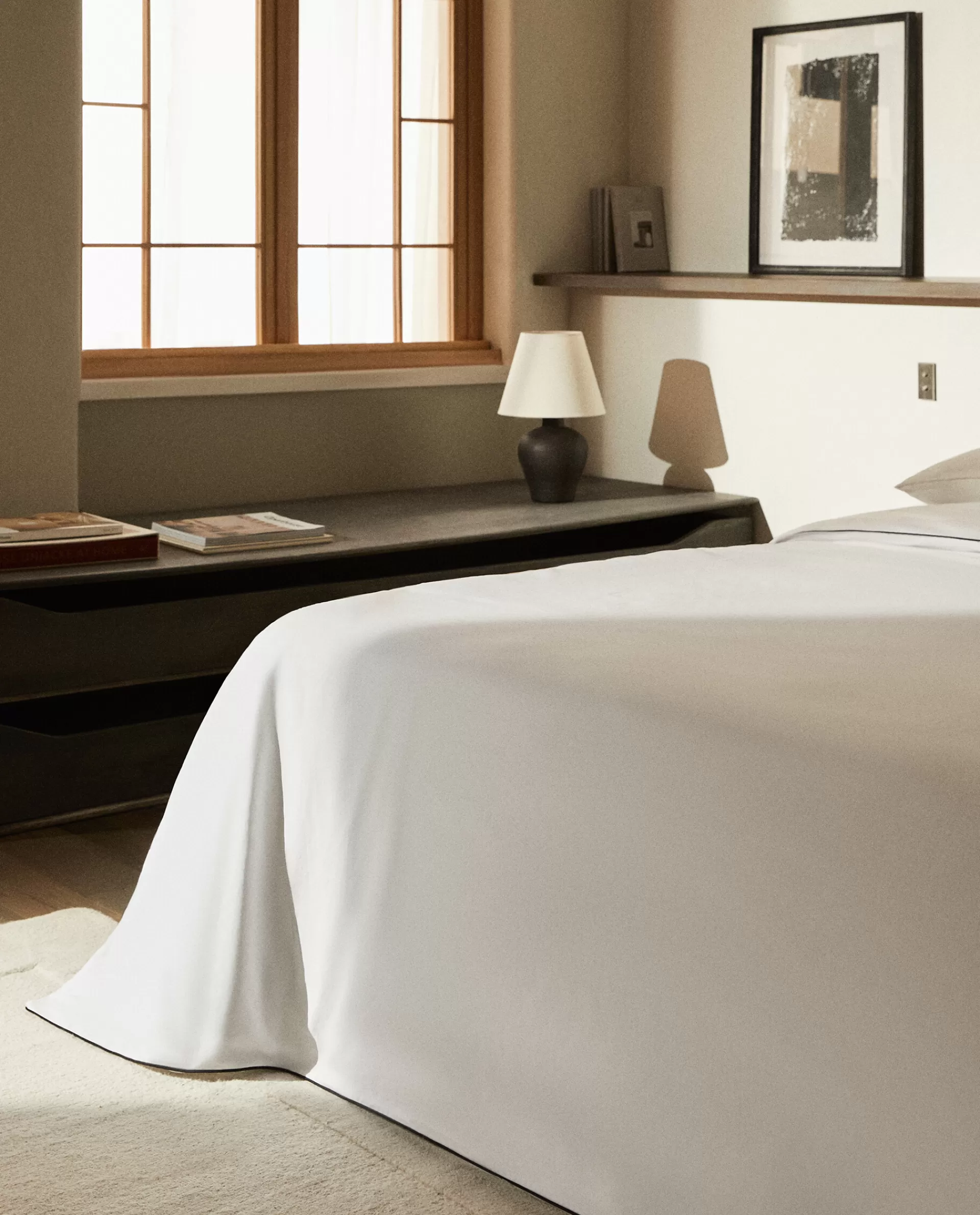 ZARA Home Duvet Cover With Colored Piping Detail Black Sale