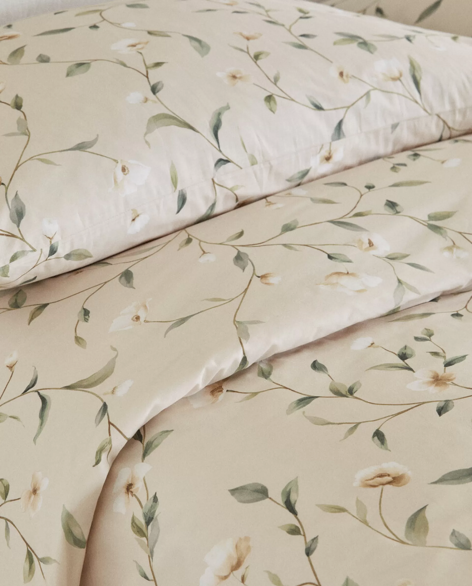 ZARA Home Duvet Cover With Roses Beige Sale