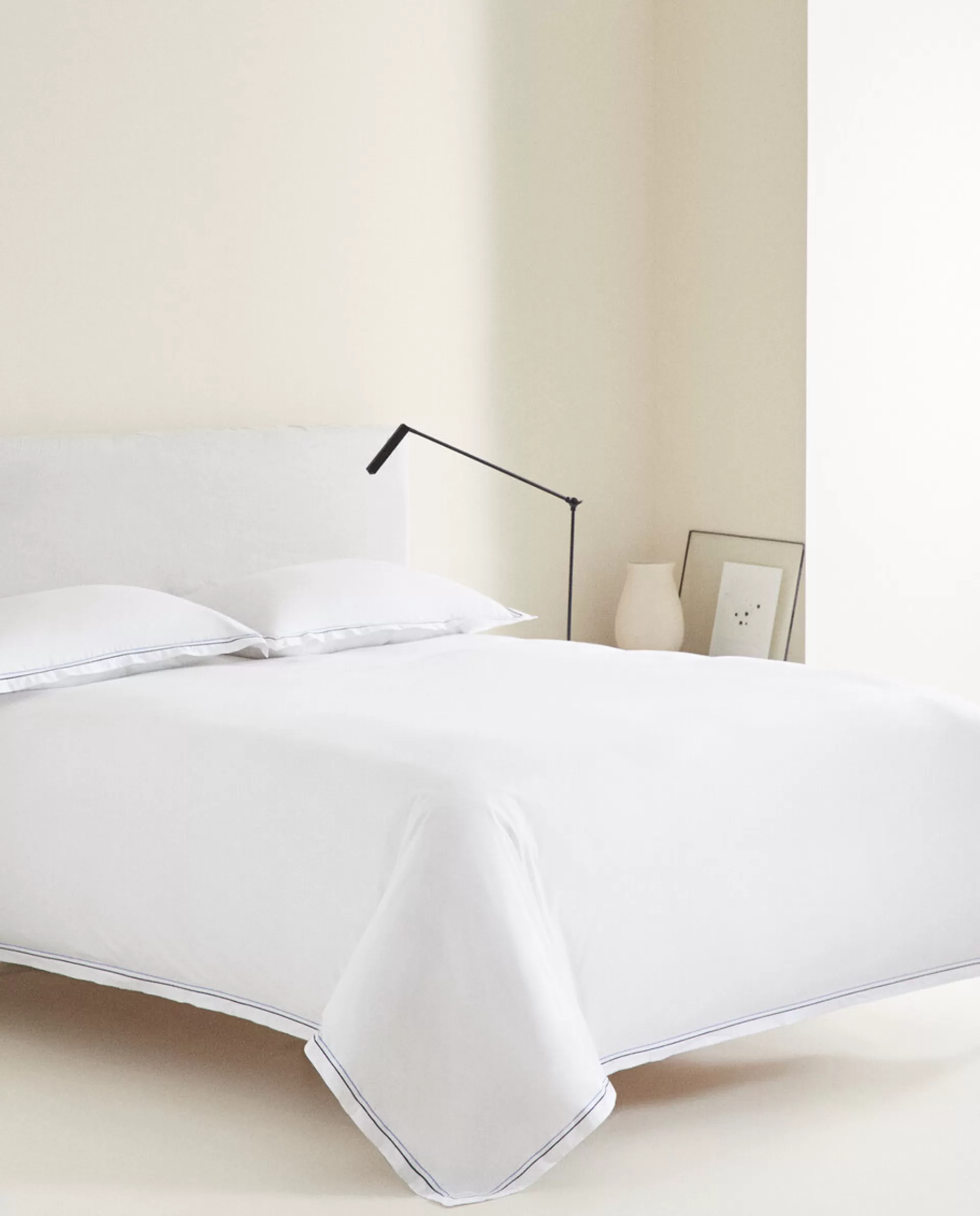 ZARA Home Duvet Cover With Two Embroidered Lines Blue Cheap