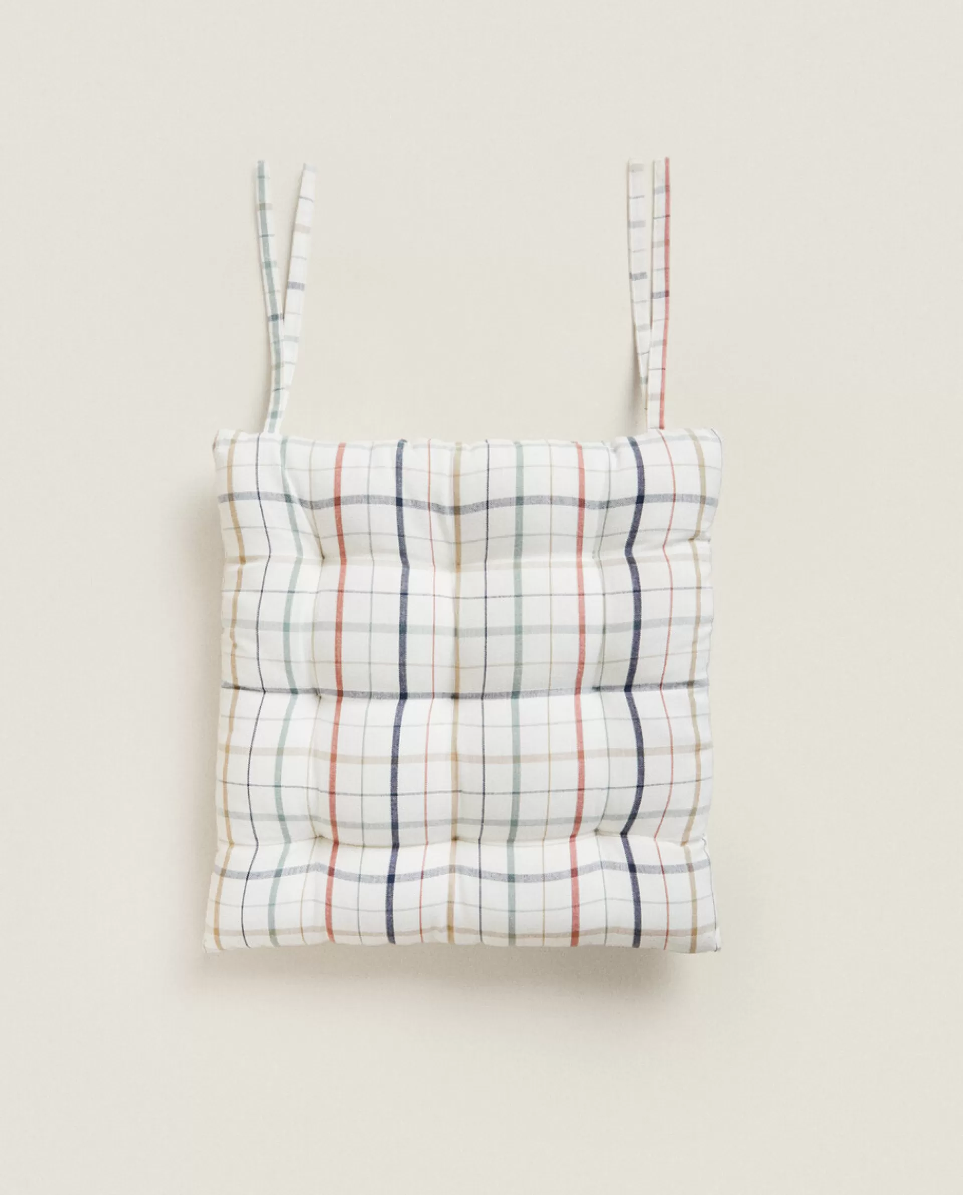 ZARA Home Dyed Thread Check Cushion Green Discount