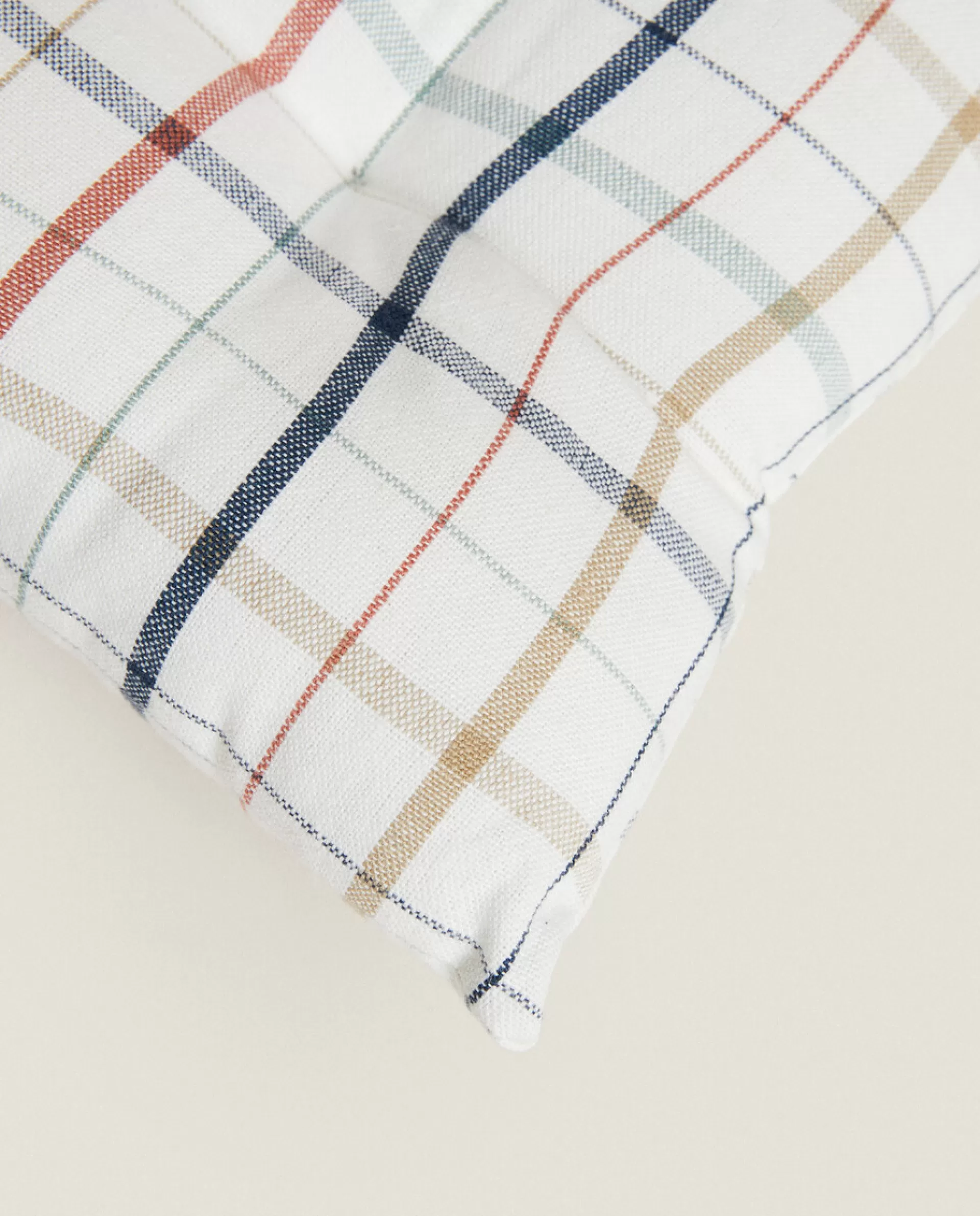 ZARA Home Dyed Thread Check Cushion Green Discount