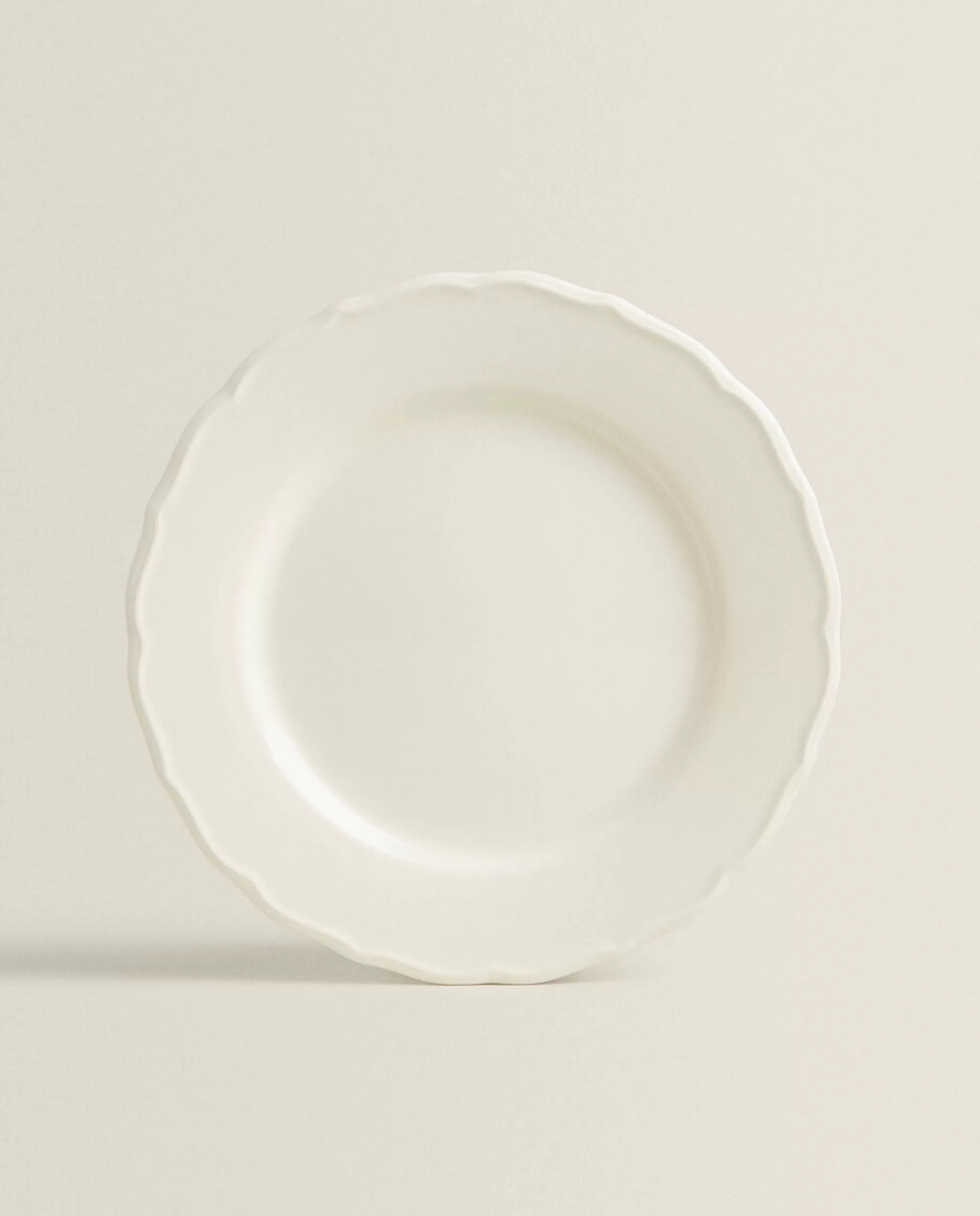ZARA Home Earthenware Dinner Dish With Raised-Design Edge Cream Sale