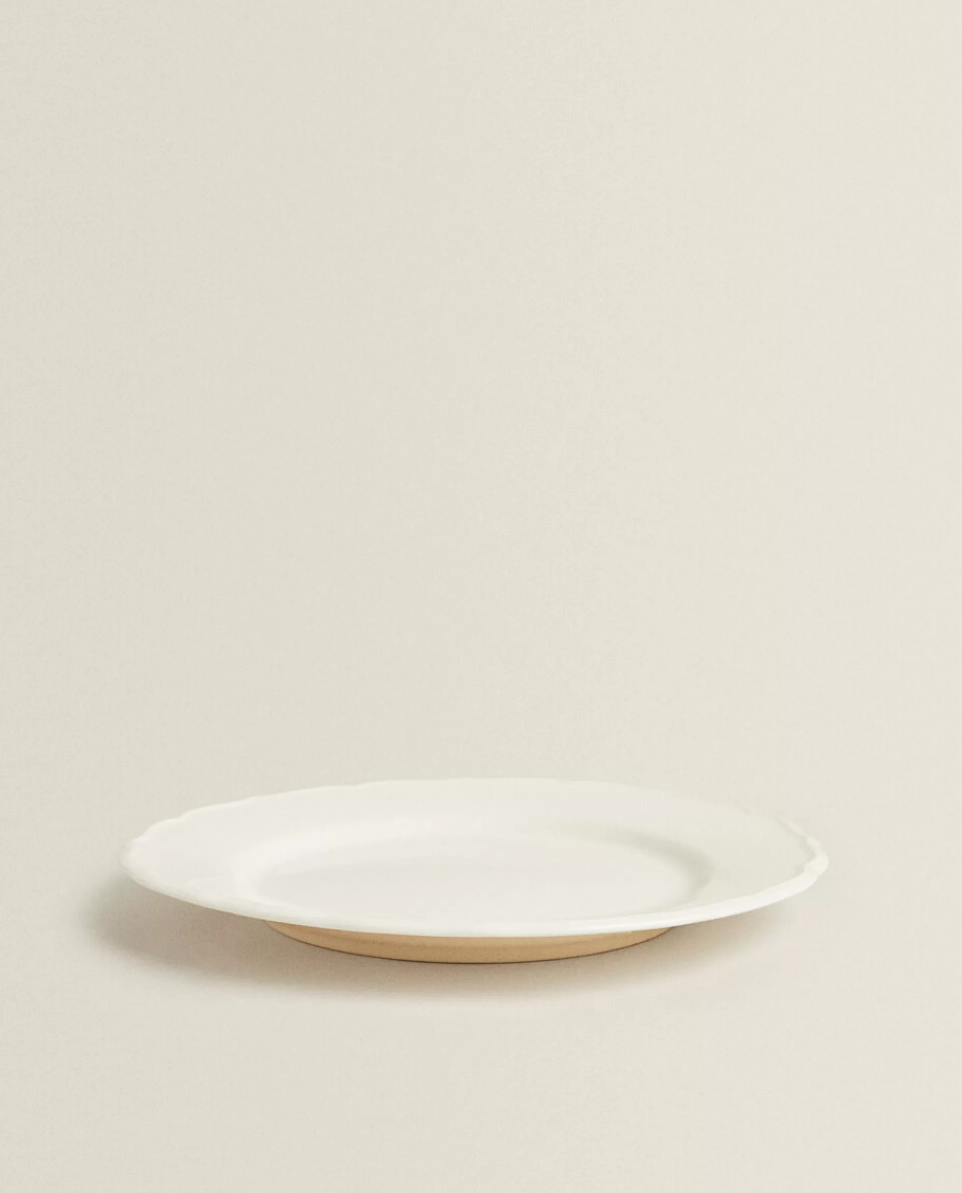 ZARA Home Earthenware Dinner Dish With Raised-Design Edge Cream Sale