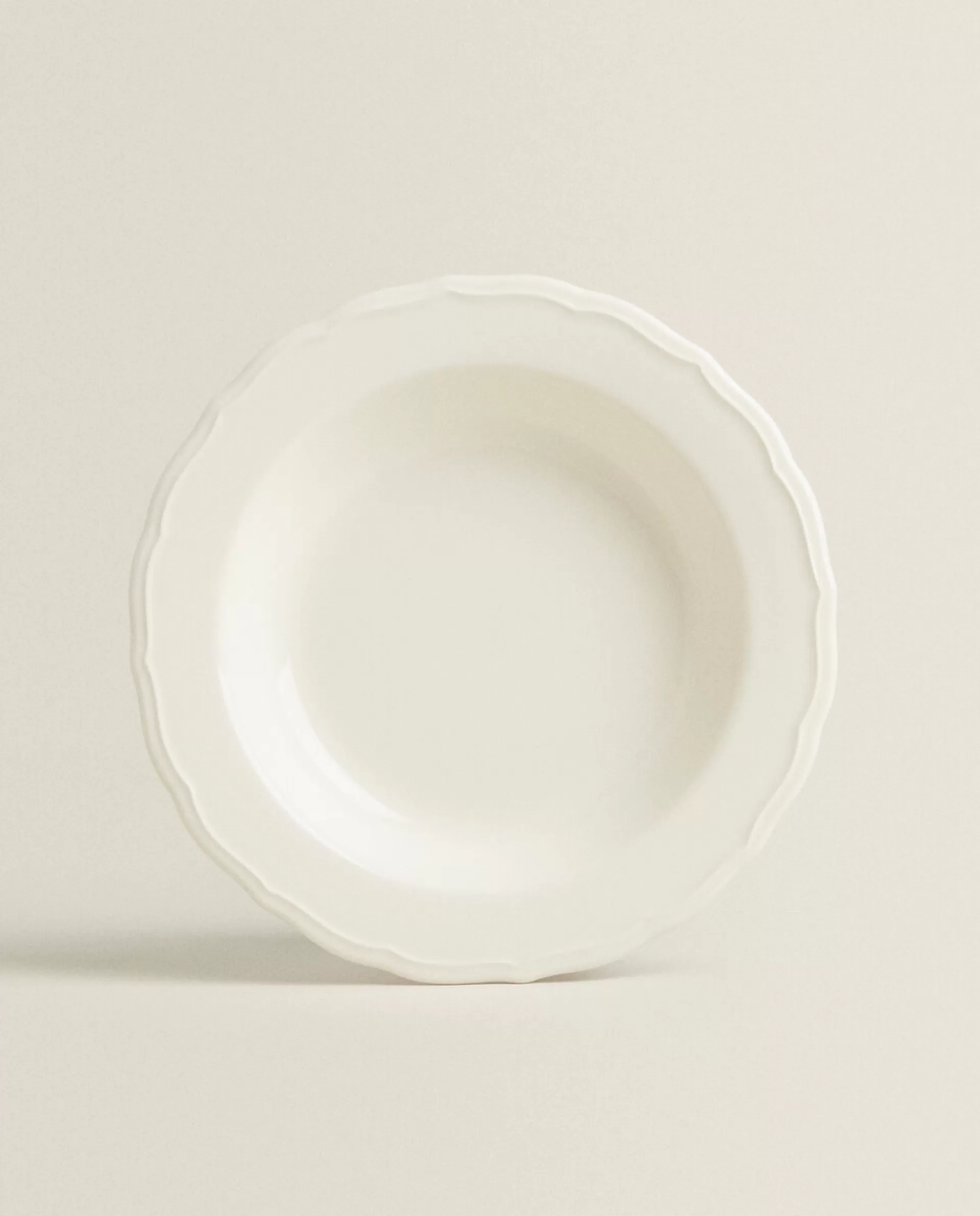 ZARA Home Earthenware Soup Plate With Raised-Design Edge Cream Outlet