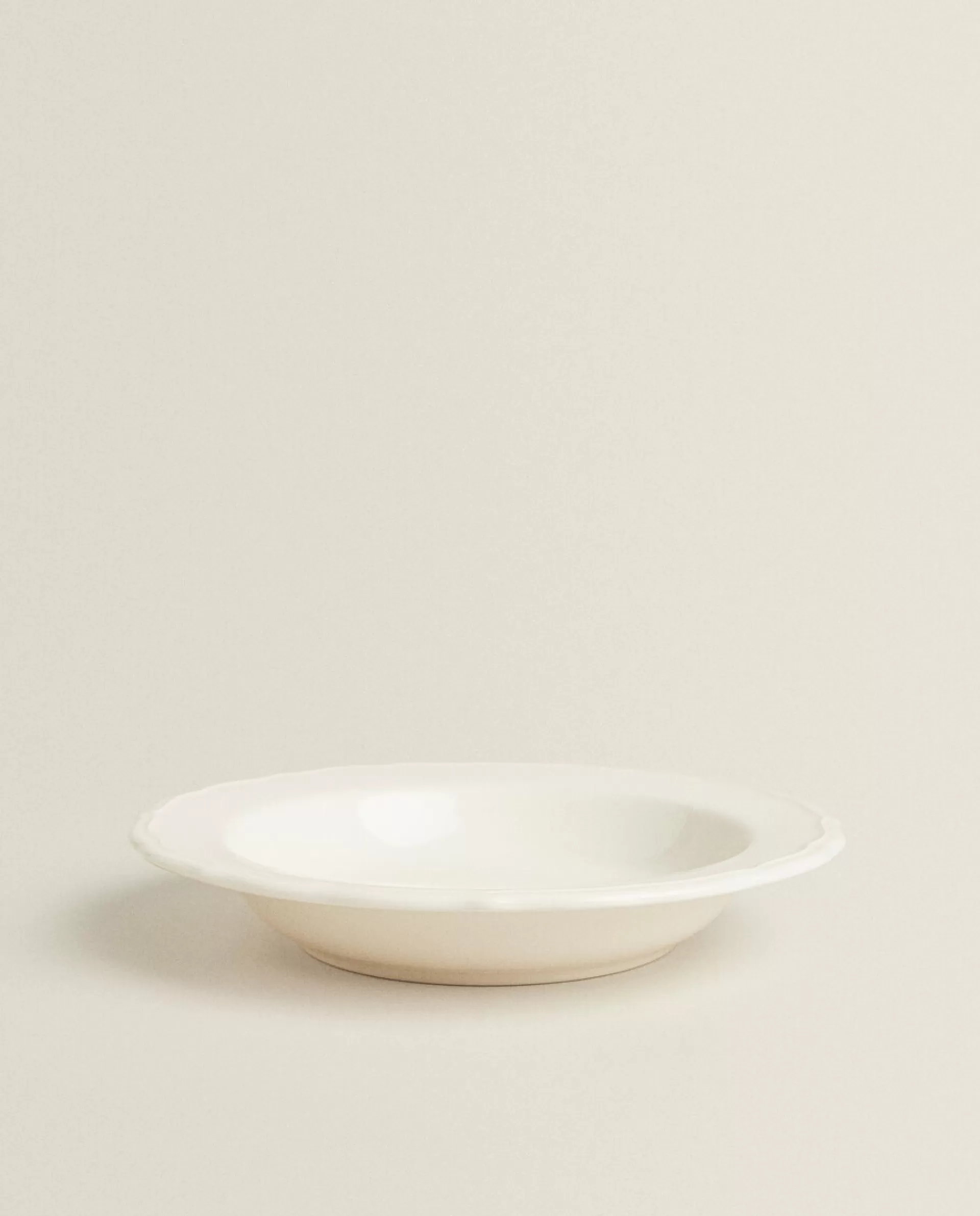 ZARA Home Earthenware Soup Plate With Raised-Design Edge Cream Outlet