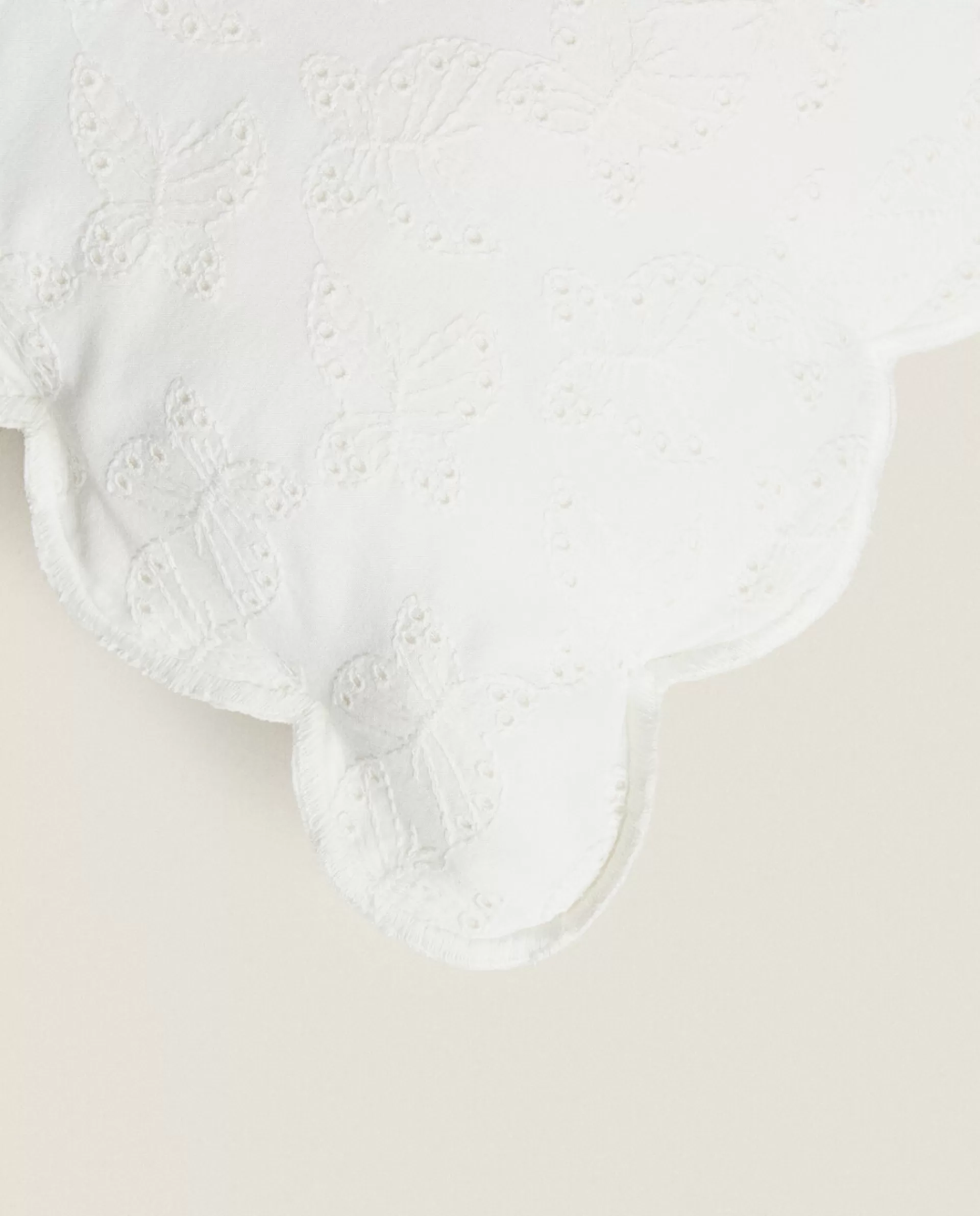 ZARA Home Embroidered Butterfly Throw Pillow Cover Oyster White Cheap