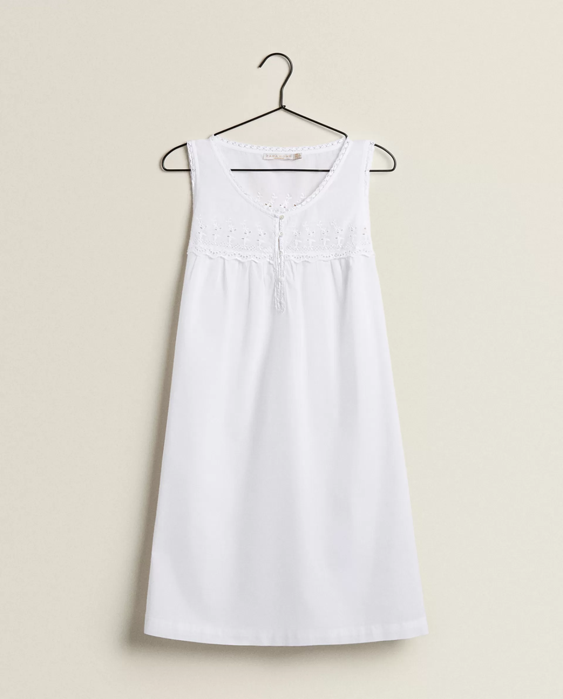 ZARA Home Embroidered Cotton Nightgown White Best