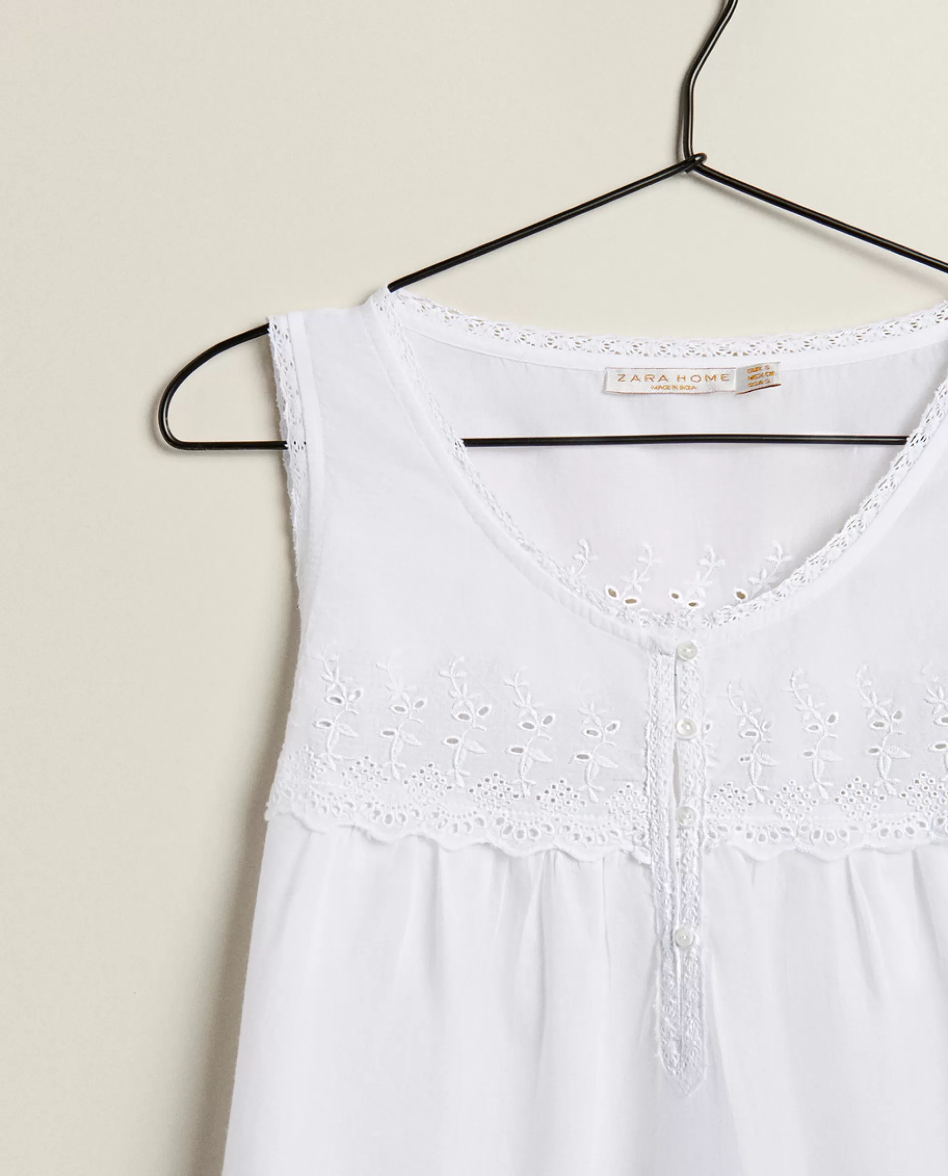 ZARA Home Embroidered Cotton Nightgown White Best