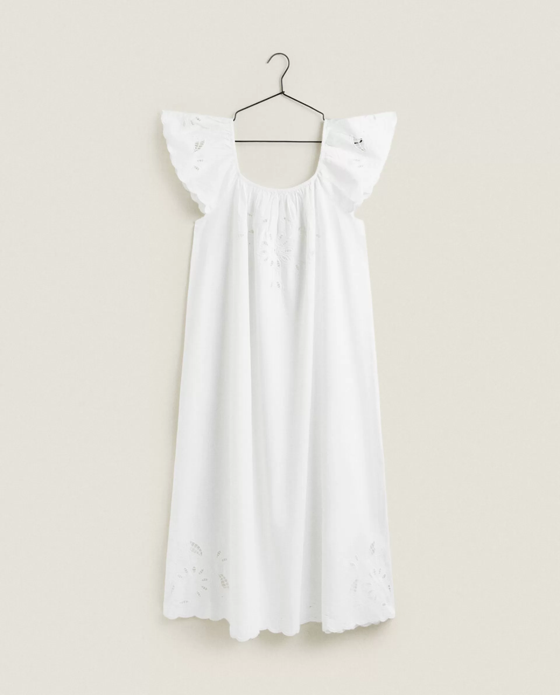 ZARA Home Embroidered Nightgown White Outlet