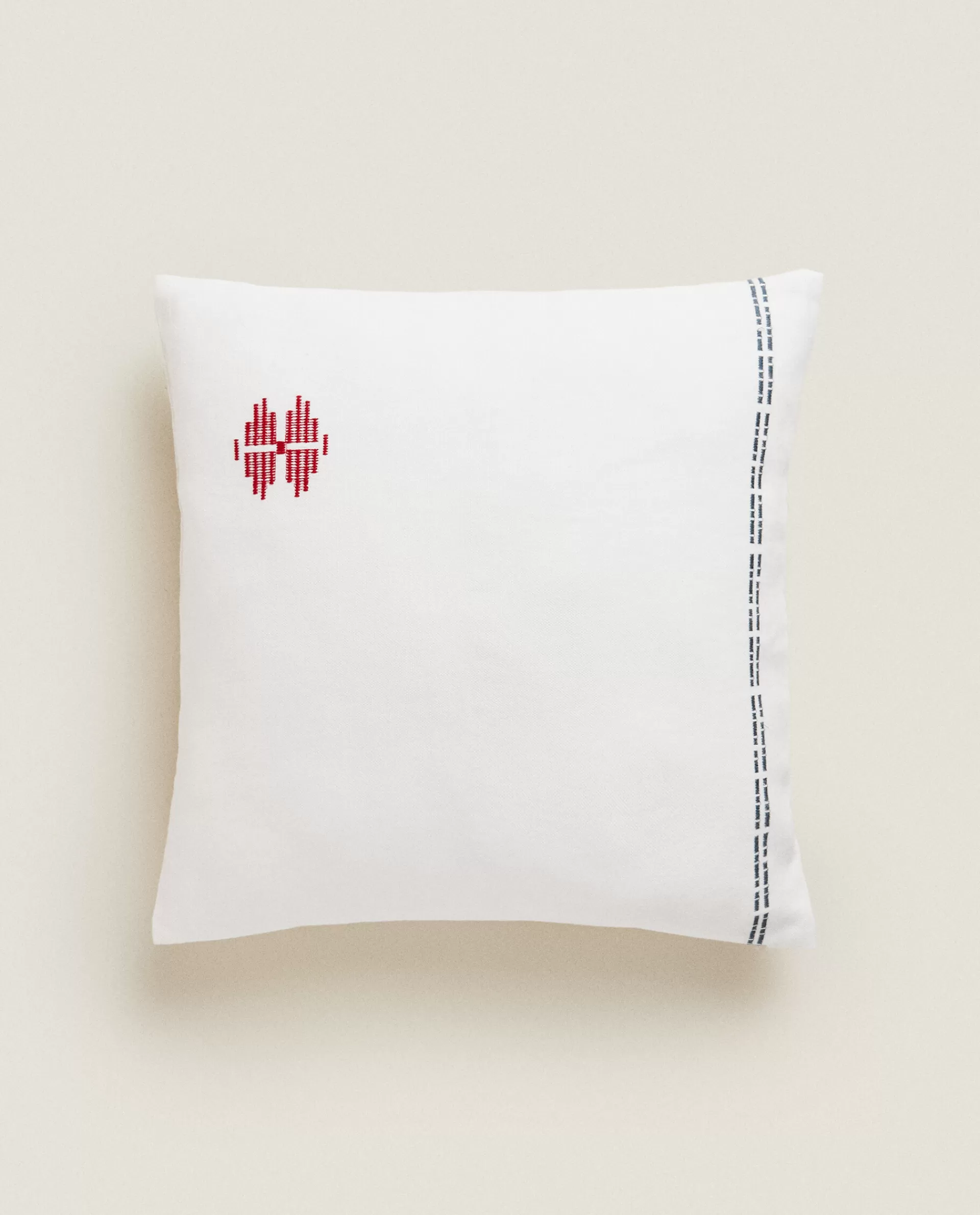ZARA Home Embroidered Throw Pillow Cover White Sale