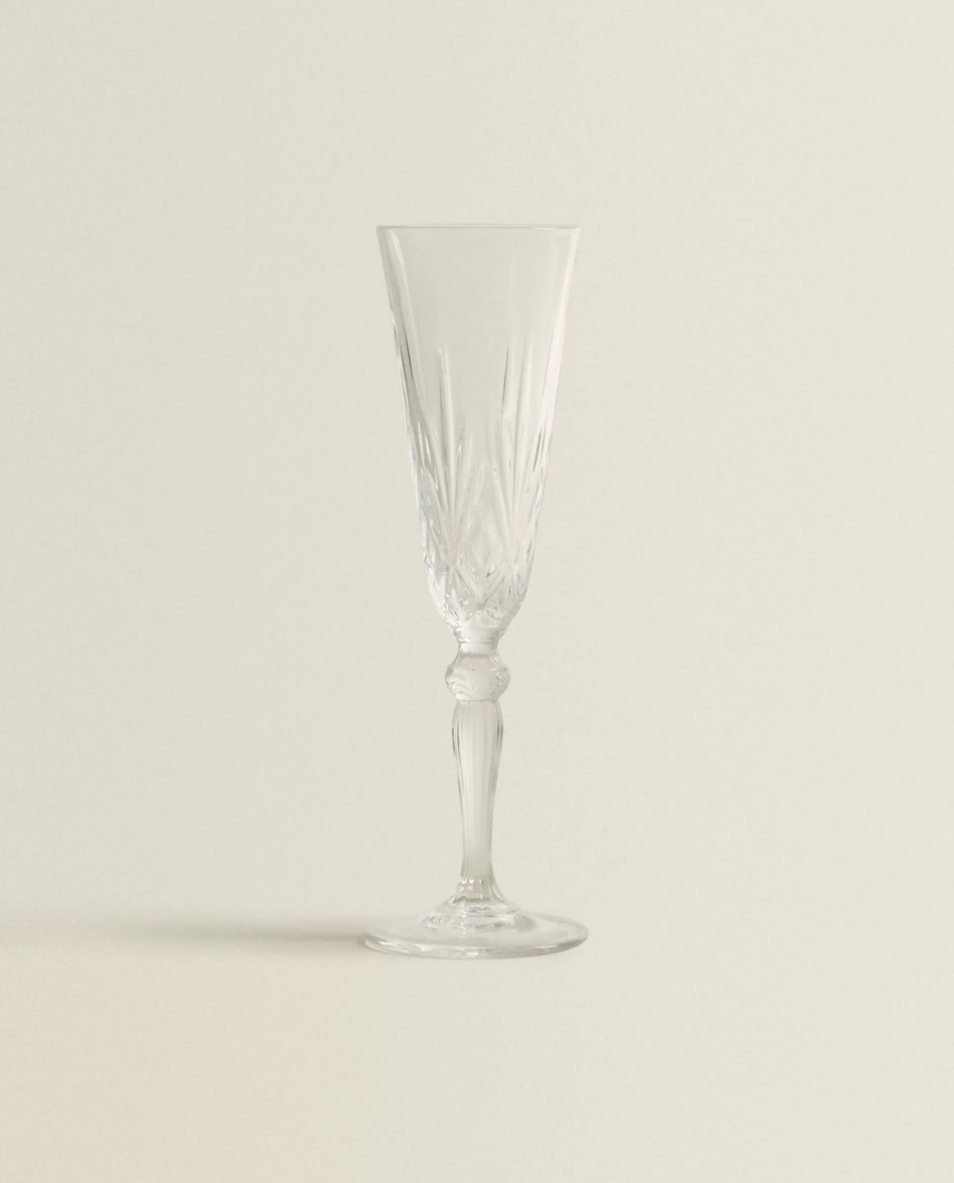 ZARA Home Engraved Crystalline Flute Glass Transparent Store