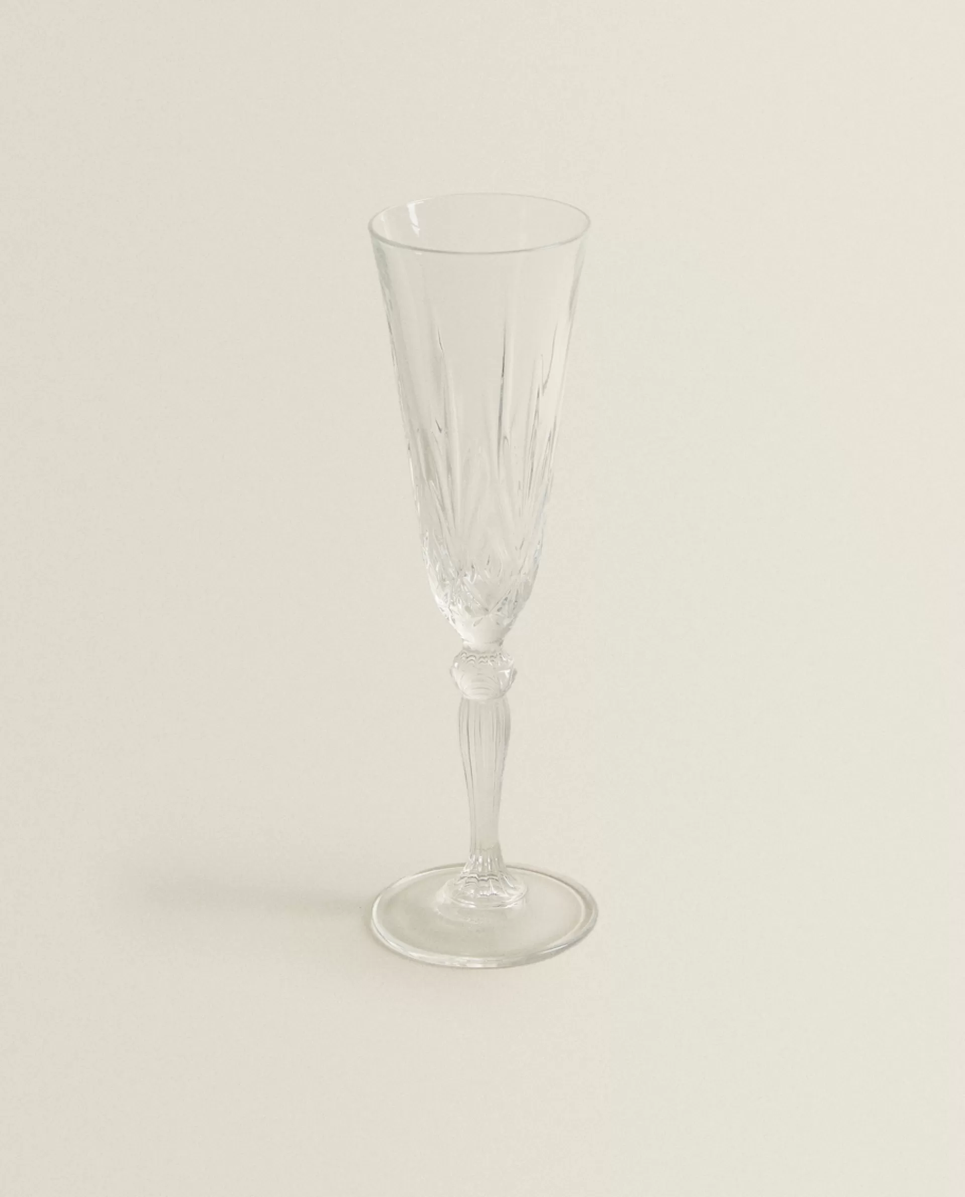 ZARA Home Engraved Crystalline Flute Glass Transparent Store