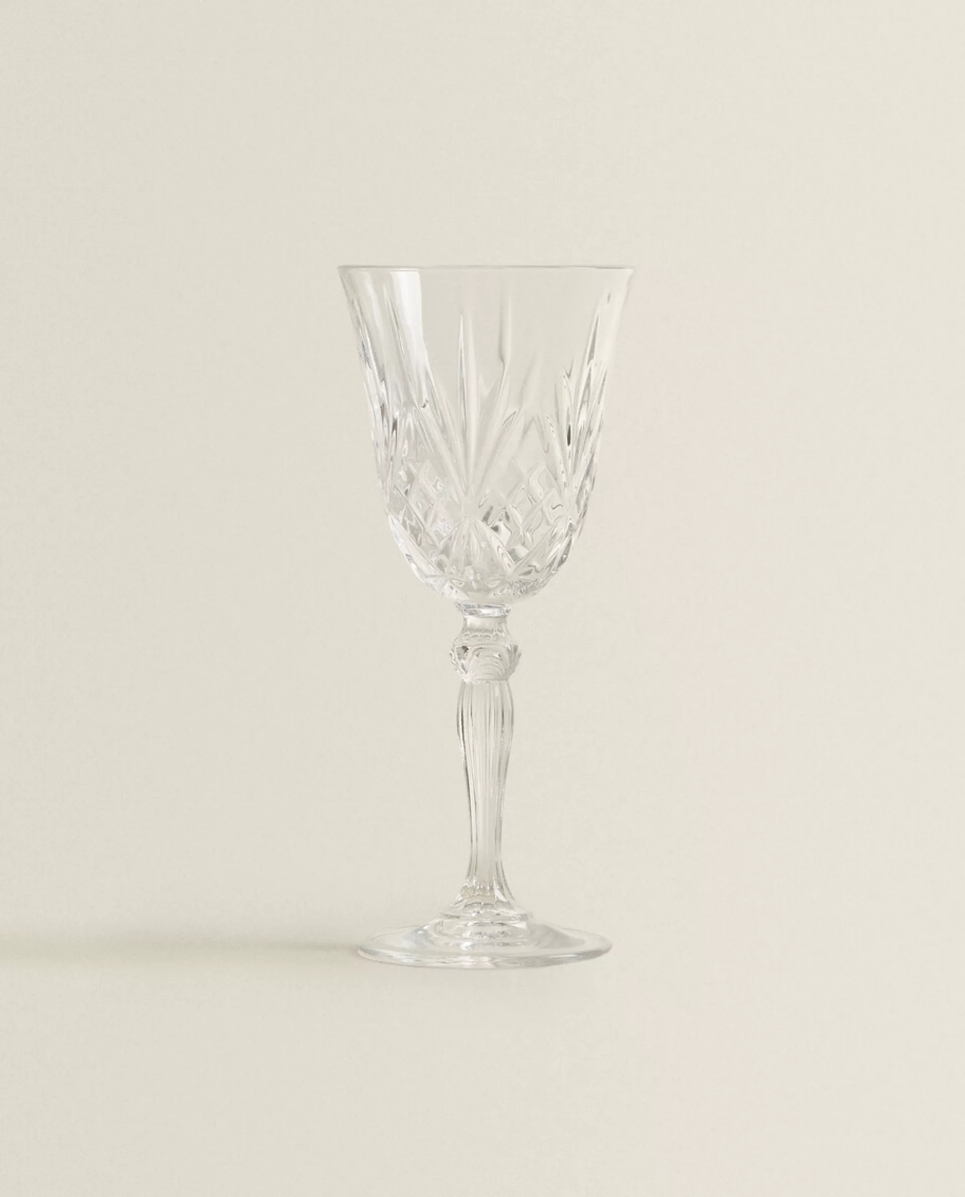 ZARA Home Engraved Crystalline Wine Glass Transparent Discount