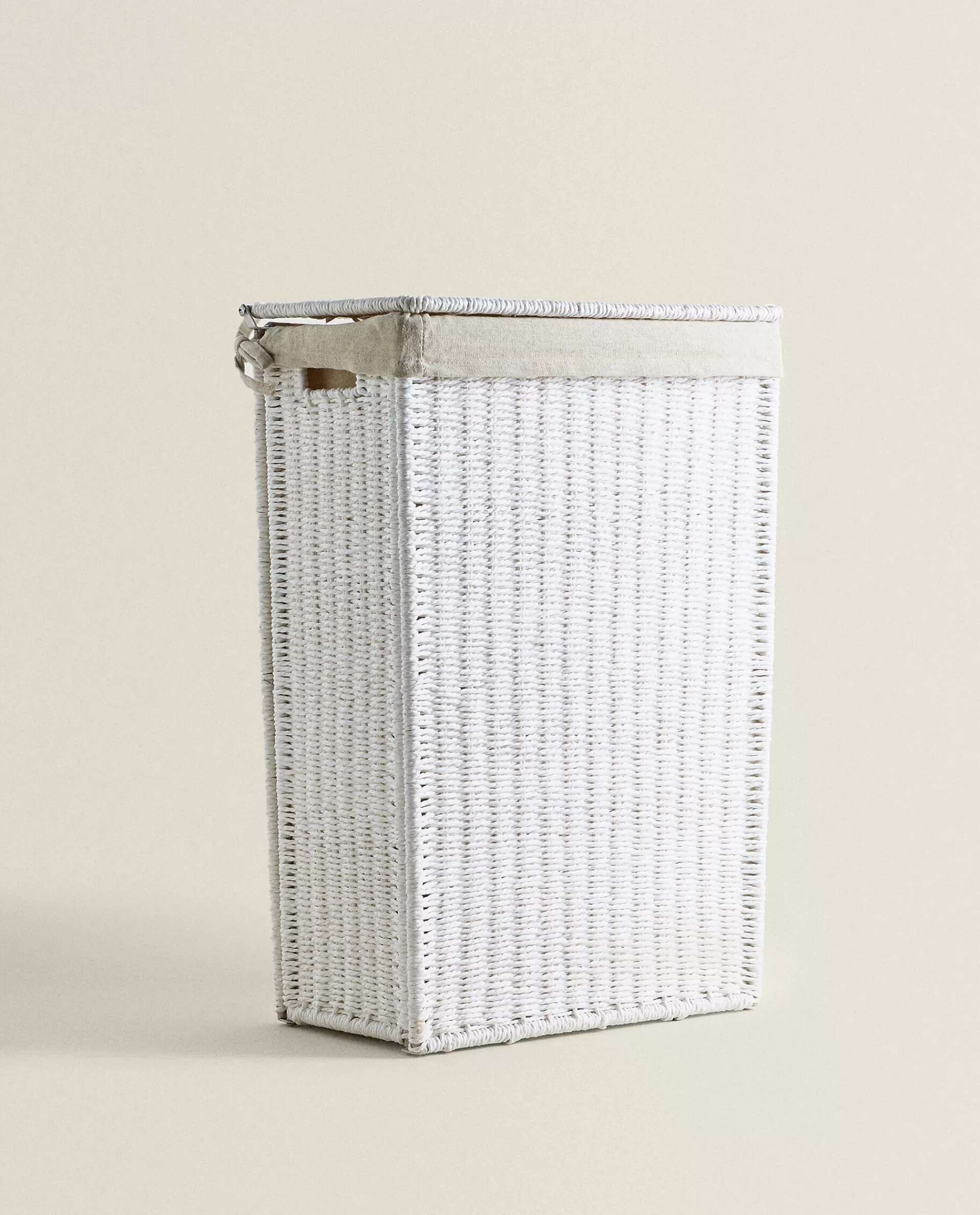 ZARA Home Fabric-Lined Laundry Hamper White Flash Sale