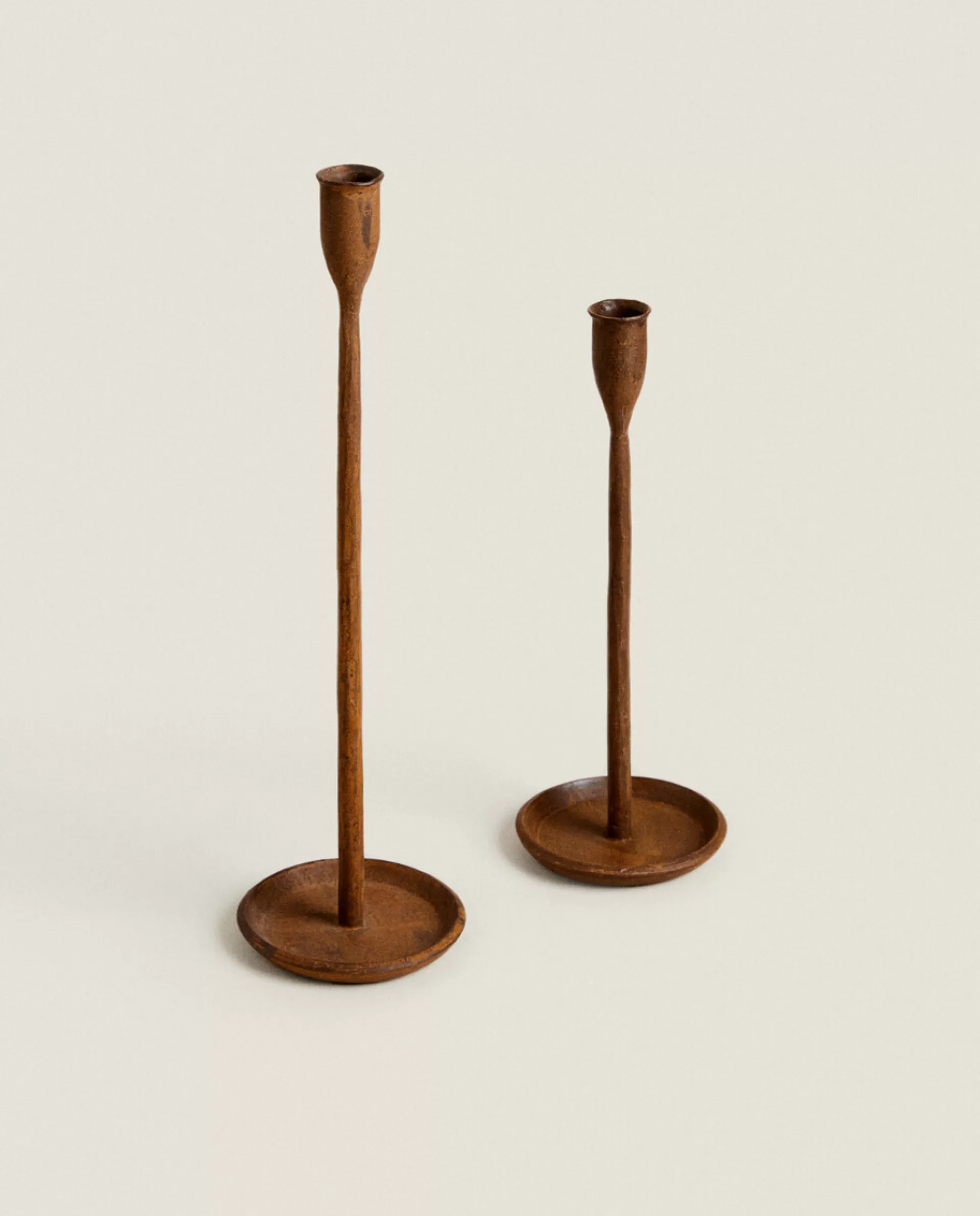 ZARA Home Faceted Metal Candlestick Brown Best Sale