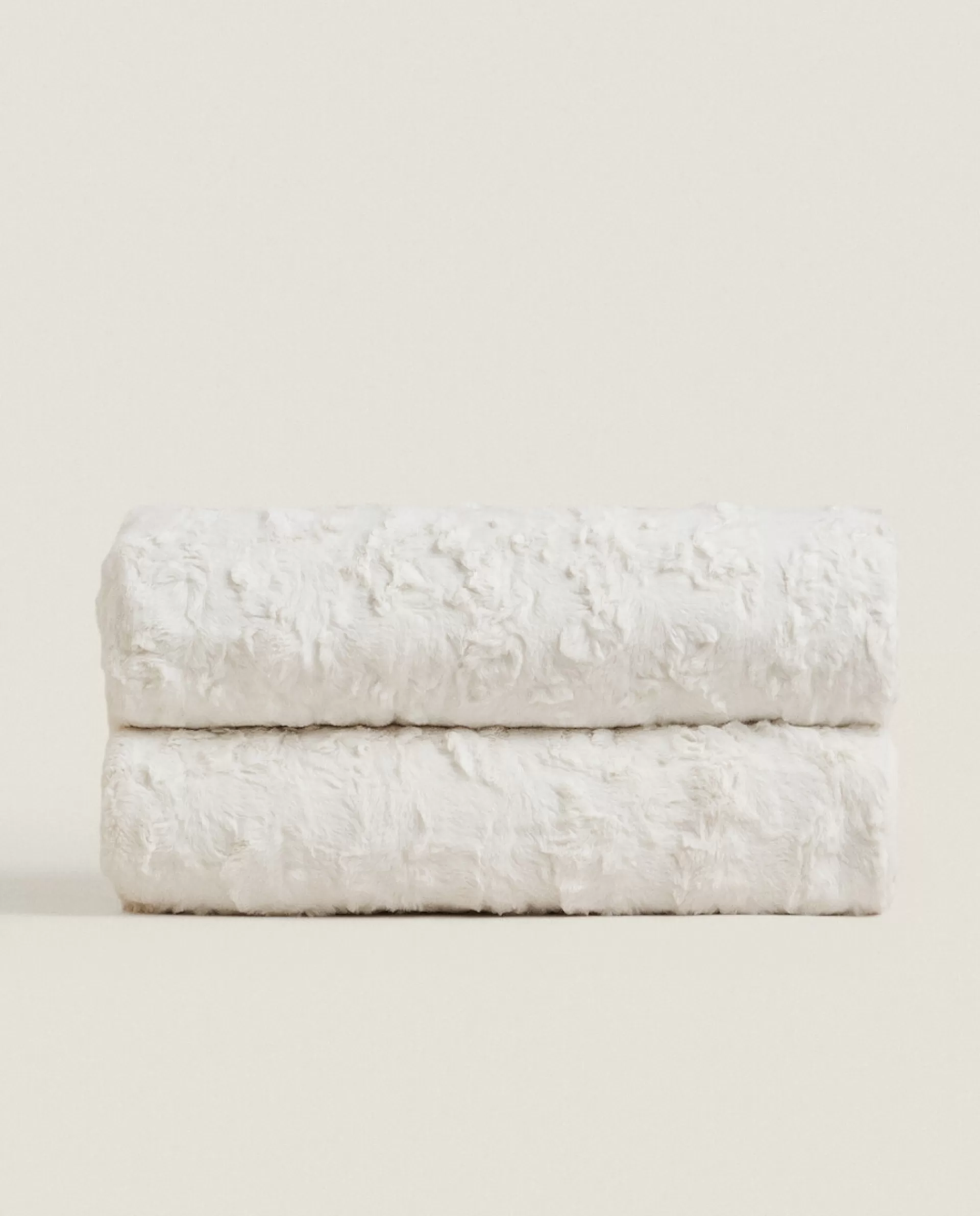 ZARA Home Faux Fur Blanket Oyster White Cheap