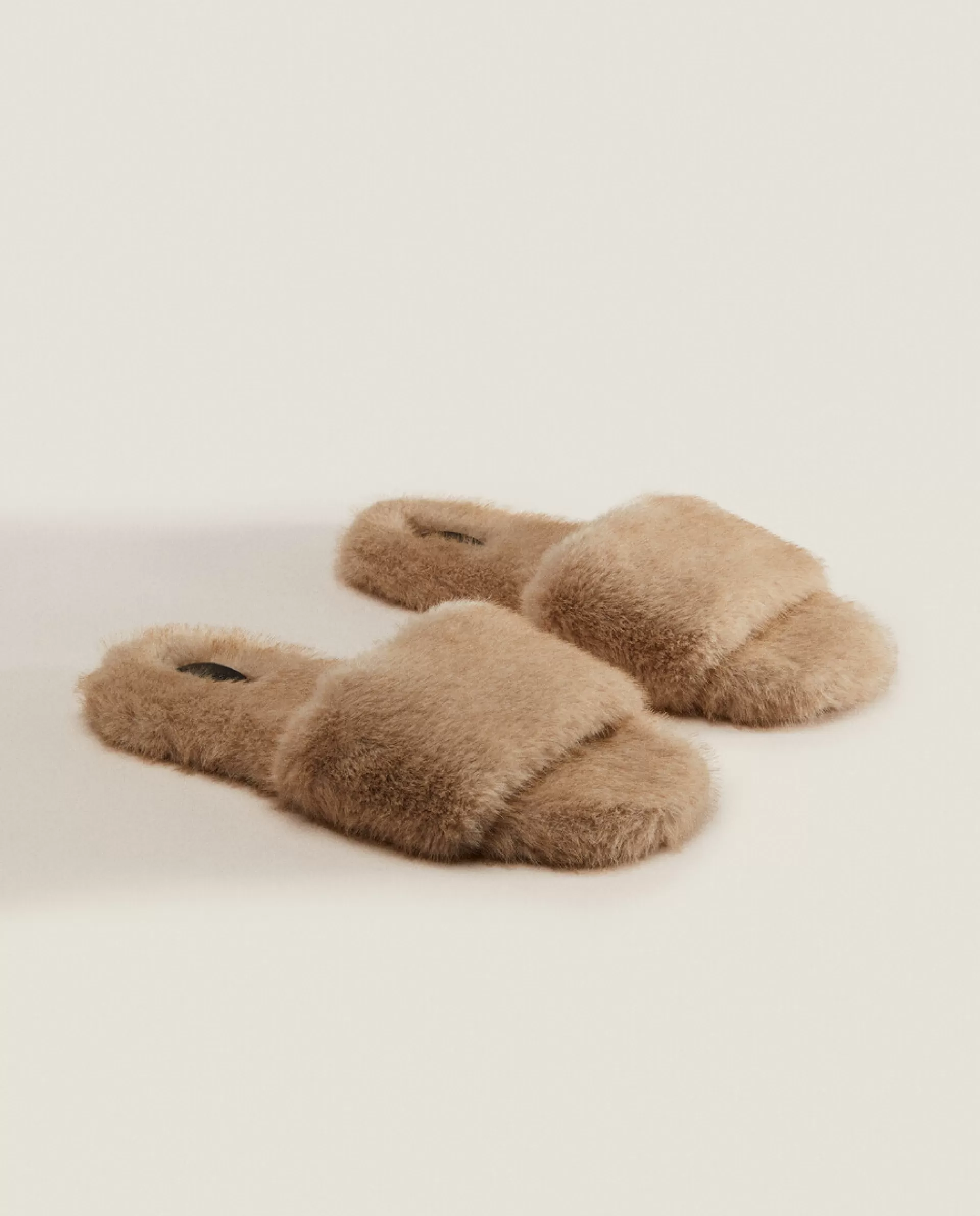 ZARA Home Faux Fur Slider Slippers Mole Cheap