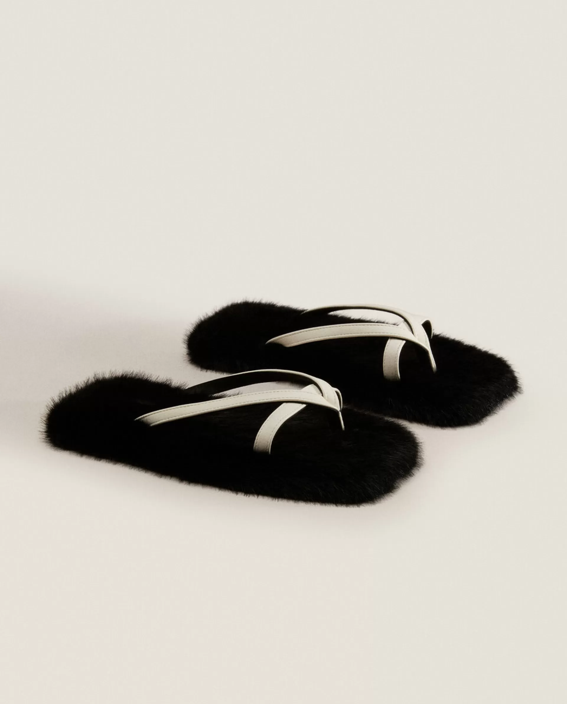 ZARA Home Faux Fur Slippers With Contrast Straps 1-040 Flash Sale