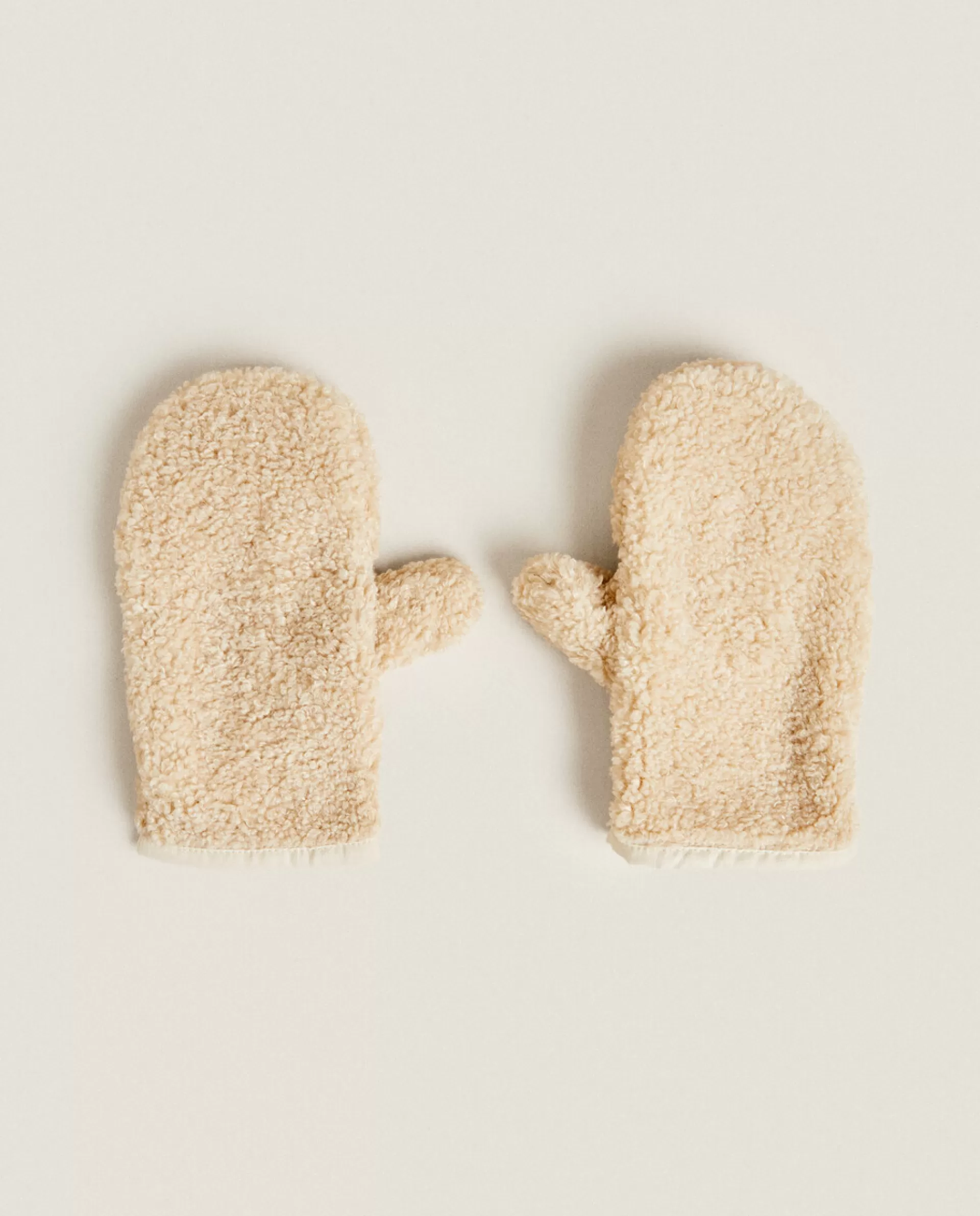 ZARA Home Faux Shearling Mittens Beige Cheap