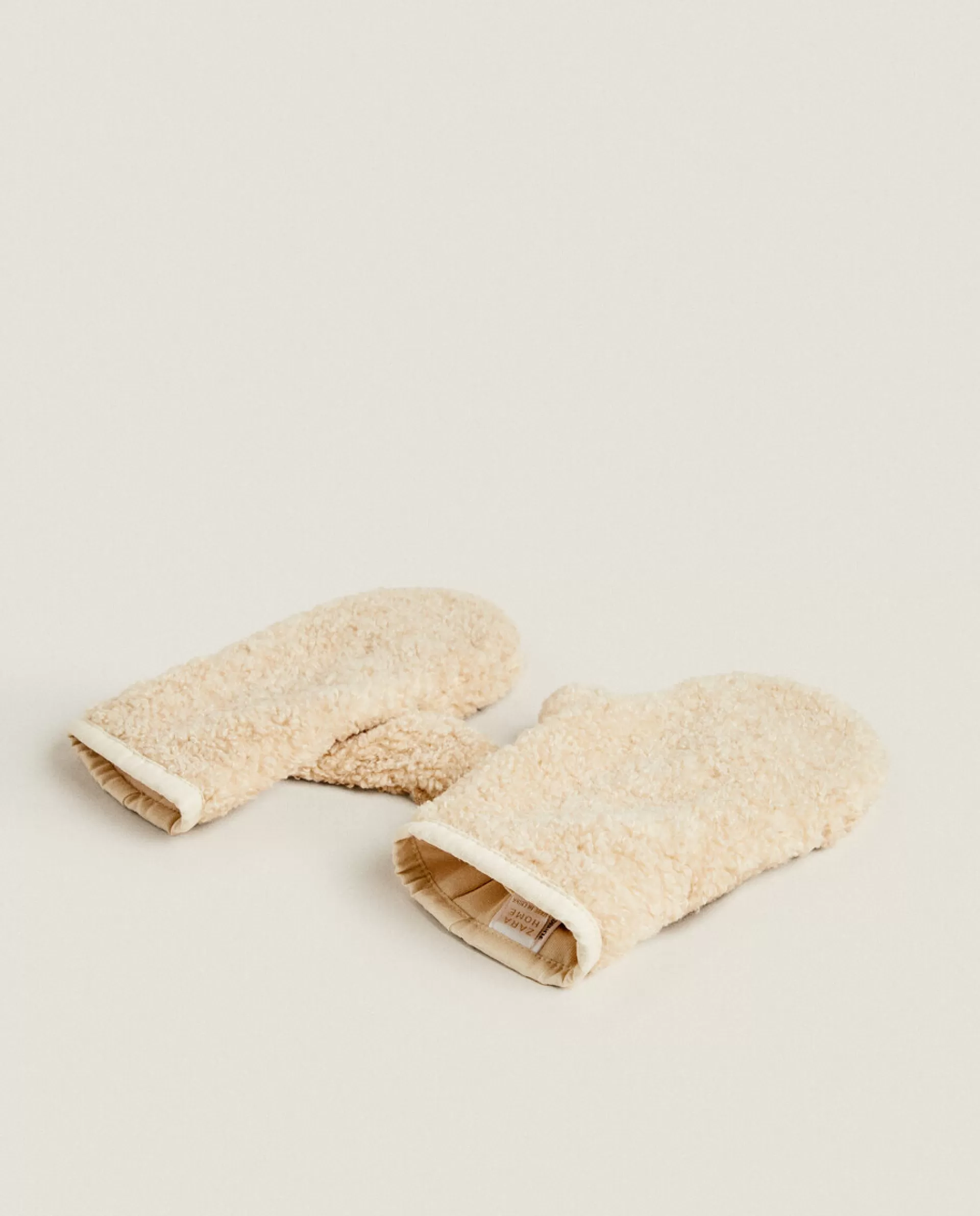 ZARA Home Faux Shearling Mittens Beige Cheap