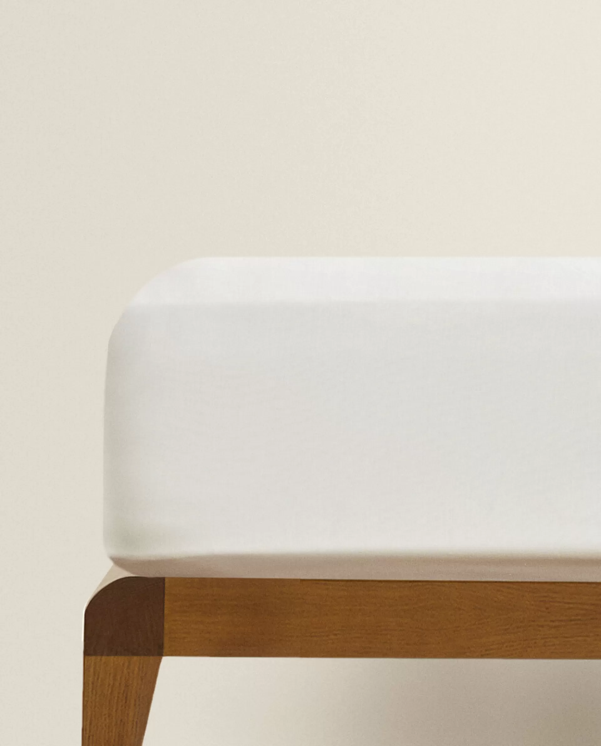 ZARA Home Fitted Sheet With Topstitching Oyster White Outlet