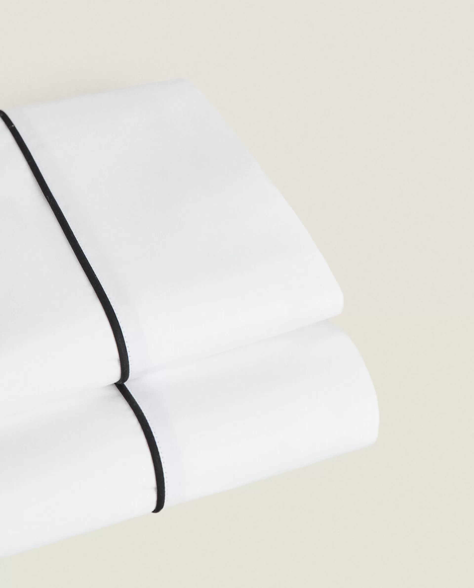 ZARA Home Flat Sheet With Colored Piping Detail Black Flash Sale