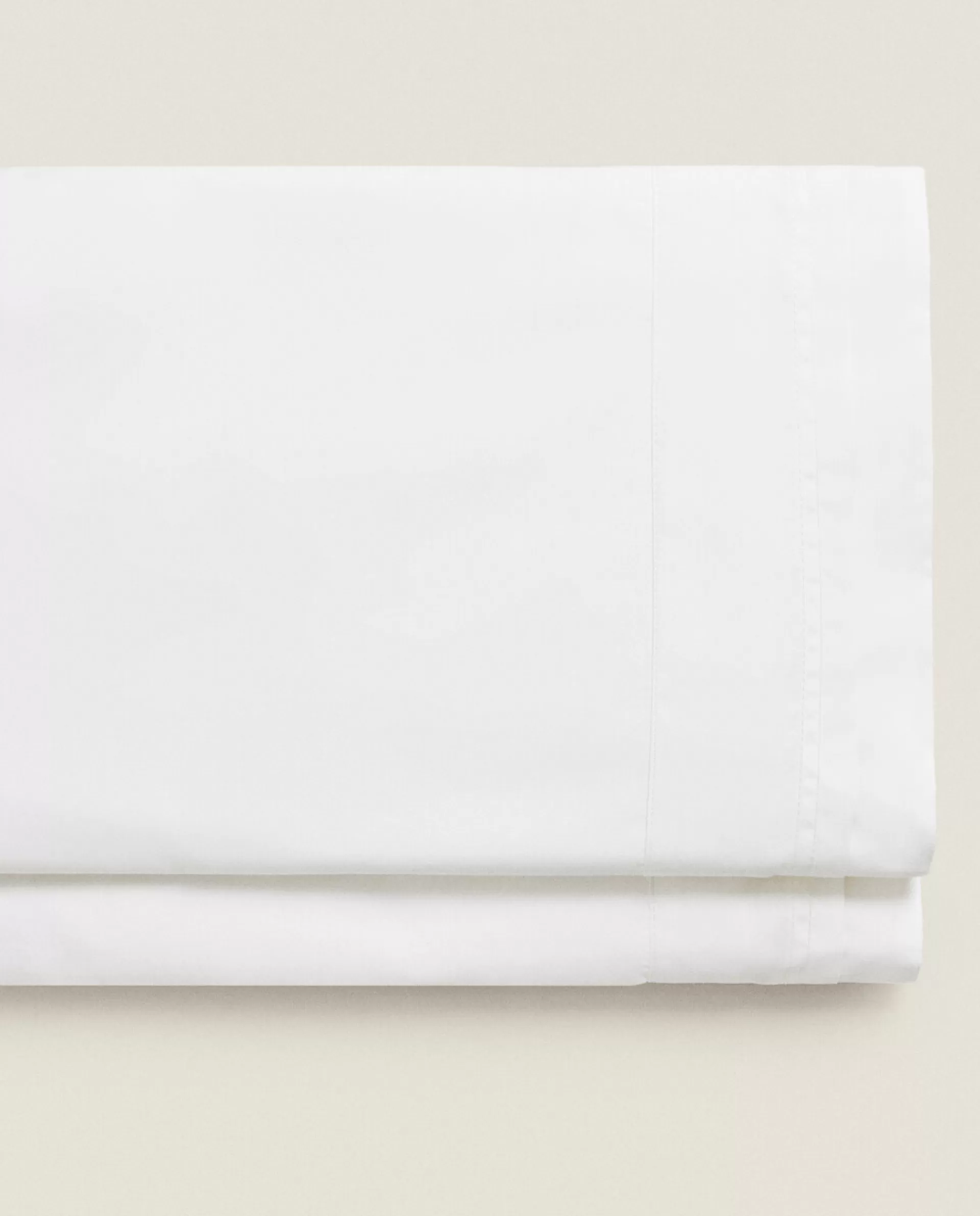 ZARA Home Flat Sheet With Double Backstitching White New