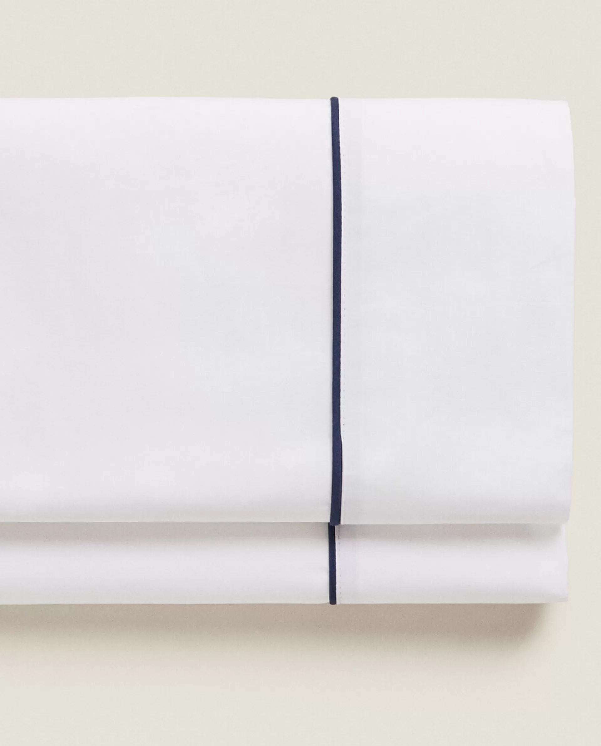 ZARA Home Flat Sheet With Piping Blue Sale