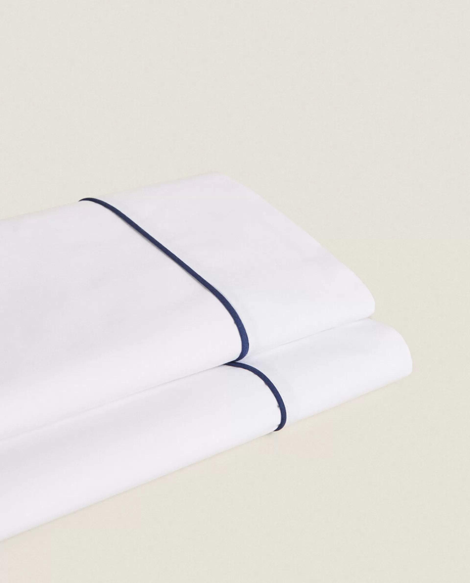 ZARA Home Flat Sheet With Piping Blue Sale