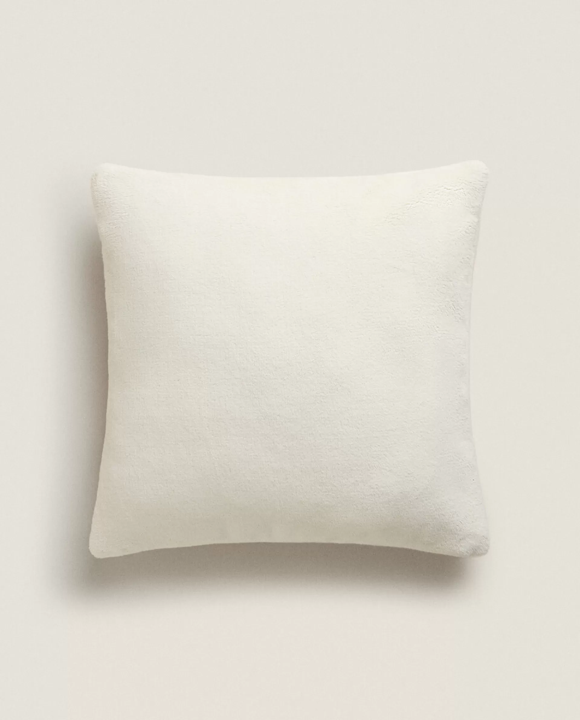 ZARA Home Fleece Throw Pillow Cover Oyster White Cheap